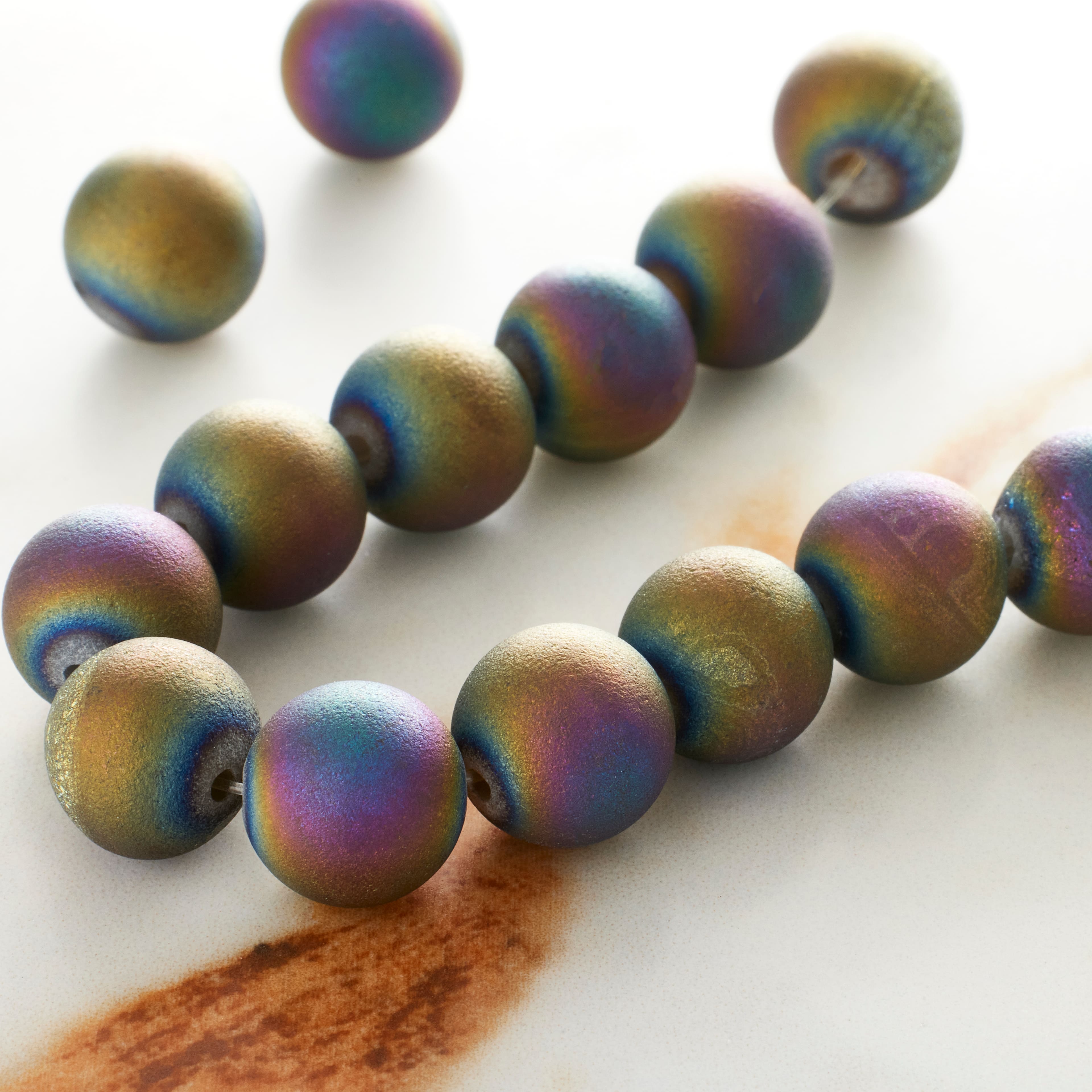 Multicolored Druzy Agate Stone Beads, 10mm by Bead Landing™