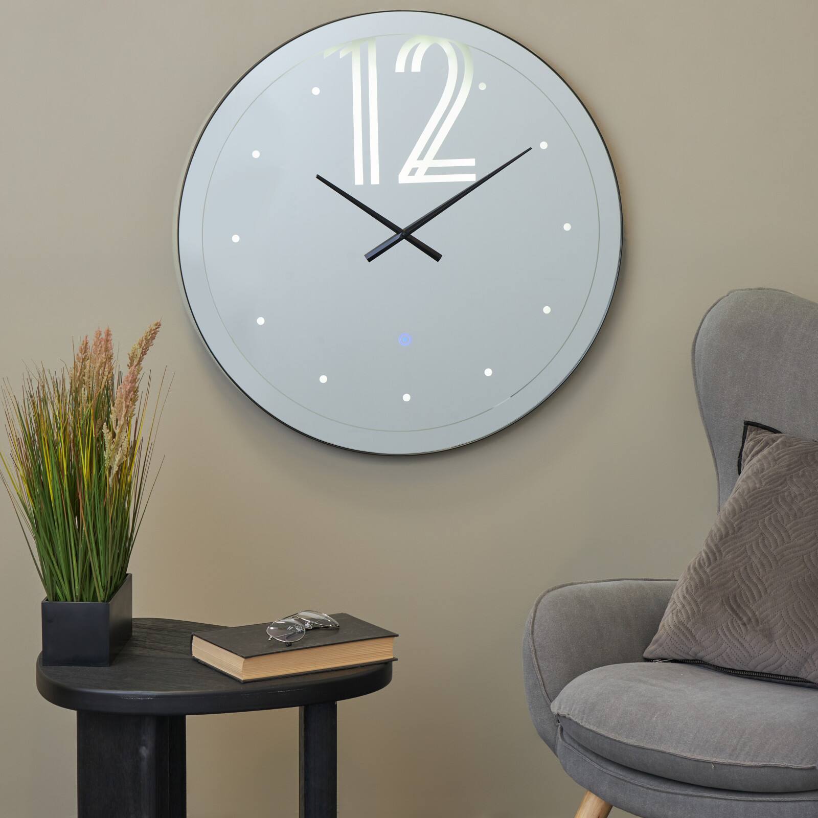 28" Multicolored Glass LED Decorative Wall Clock with Black Clocks Hands & White Numbers