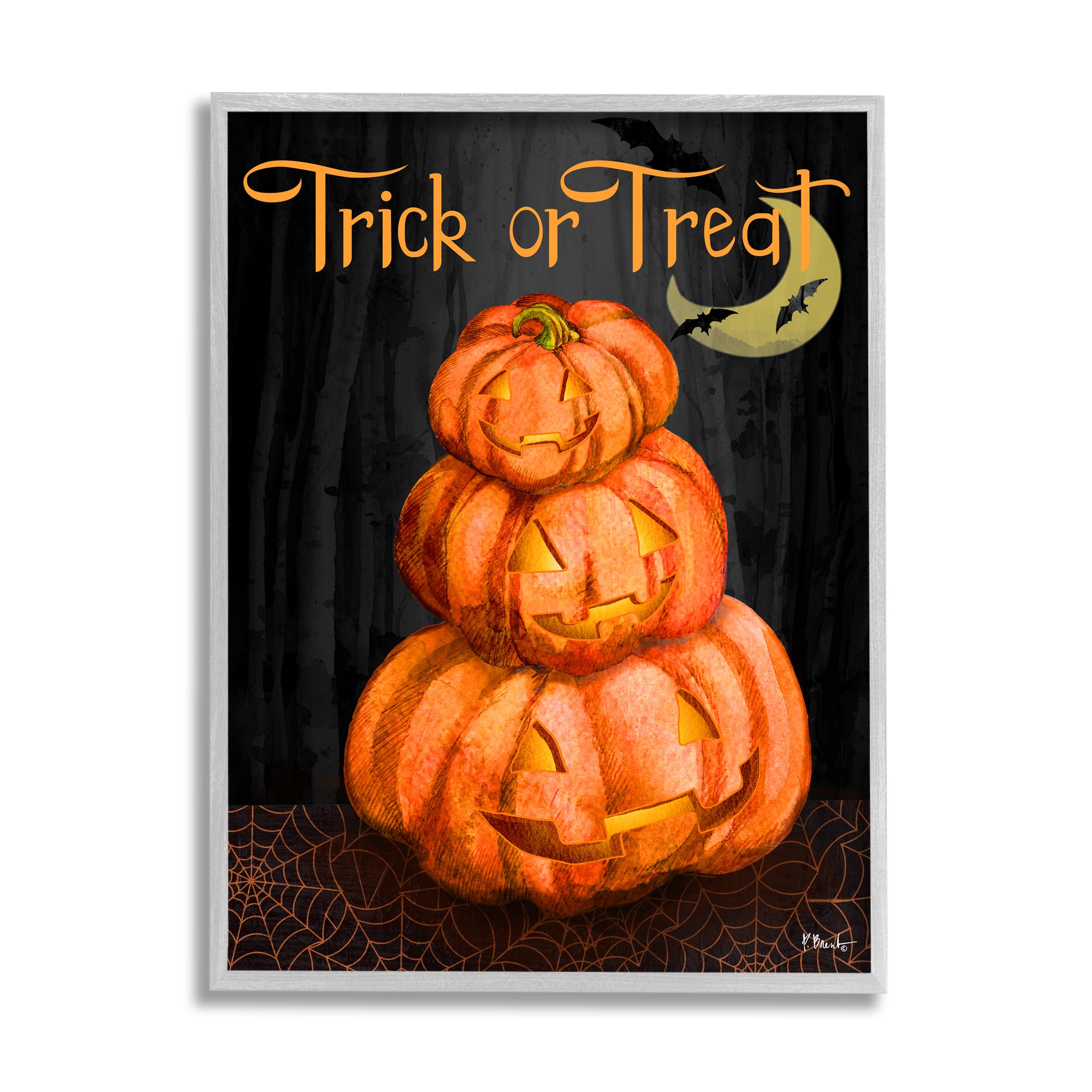 Stupell Industries Trick Or Treat Halloween Jack-o-Lantern Framed Giclee Art