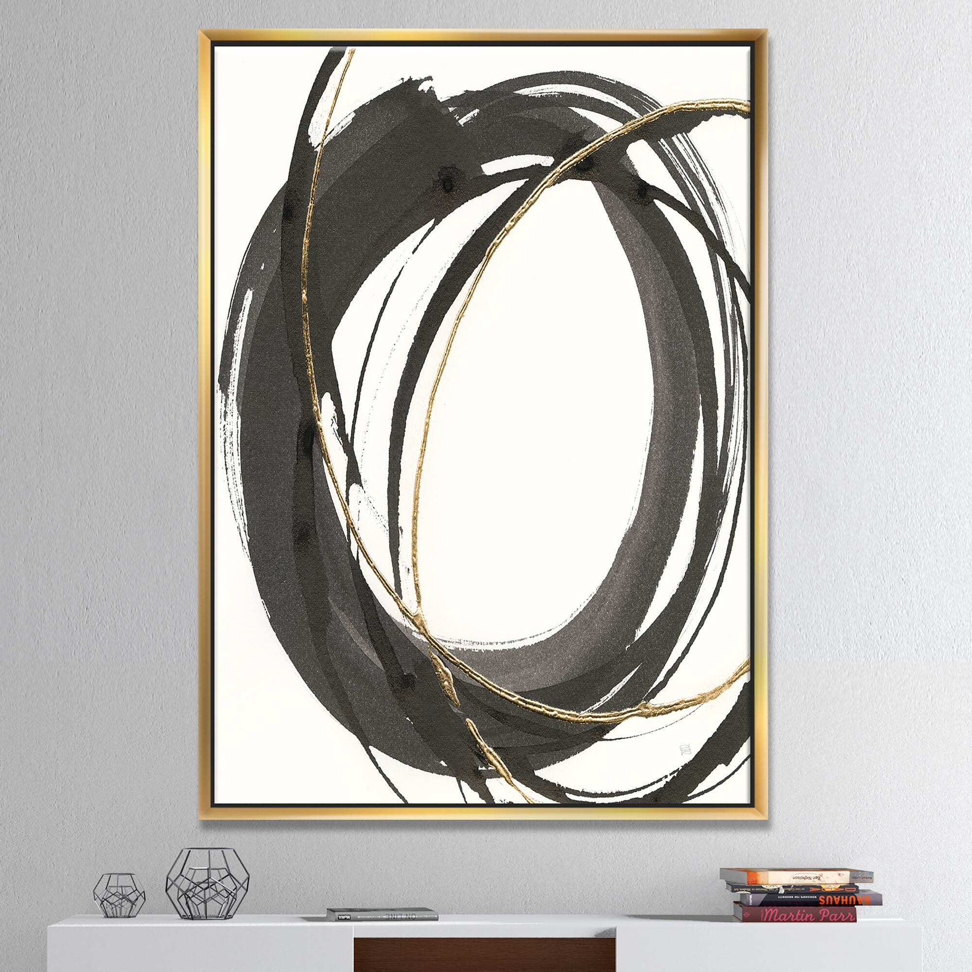 Designart - Gold Glamour Circle IV - Posh & Luxe Canvas in Gold Frame