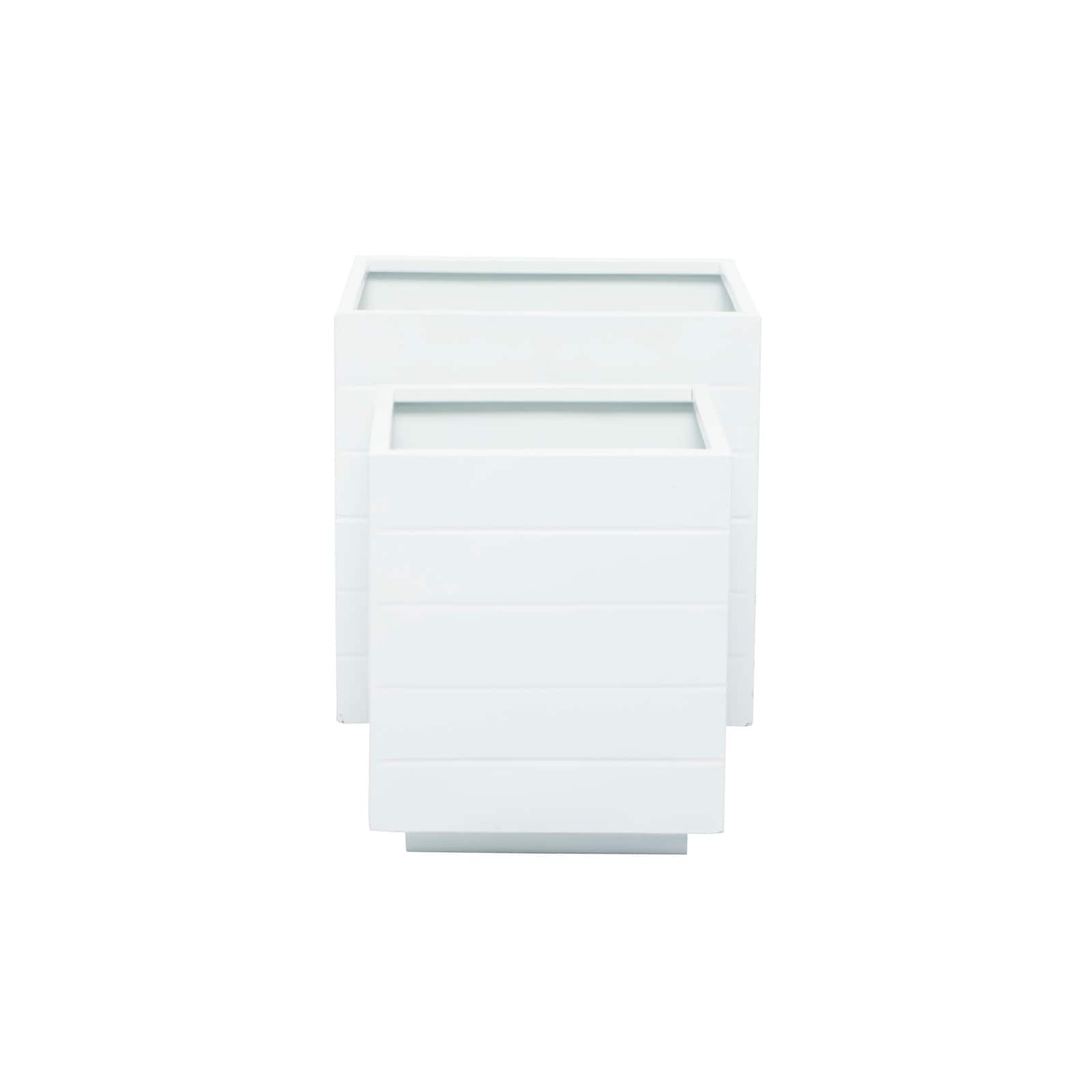 White Modern Planter, Set of 2" 14", 10"