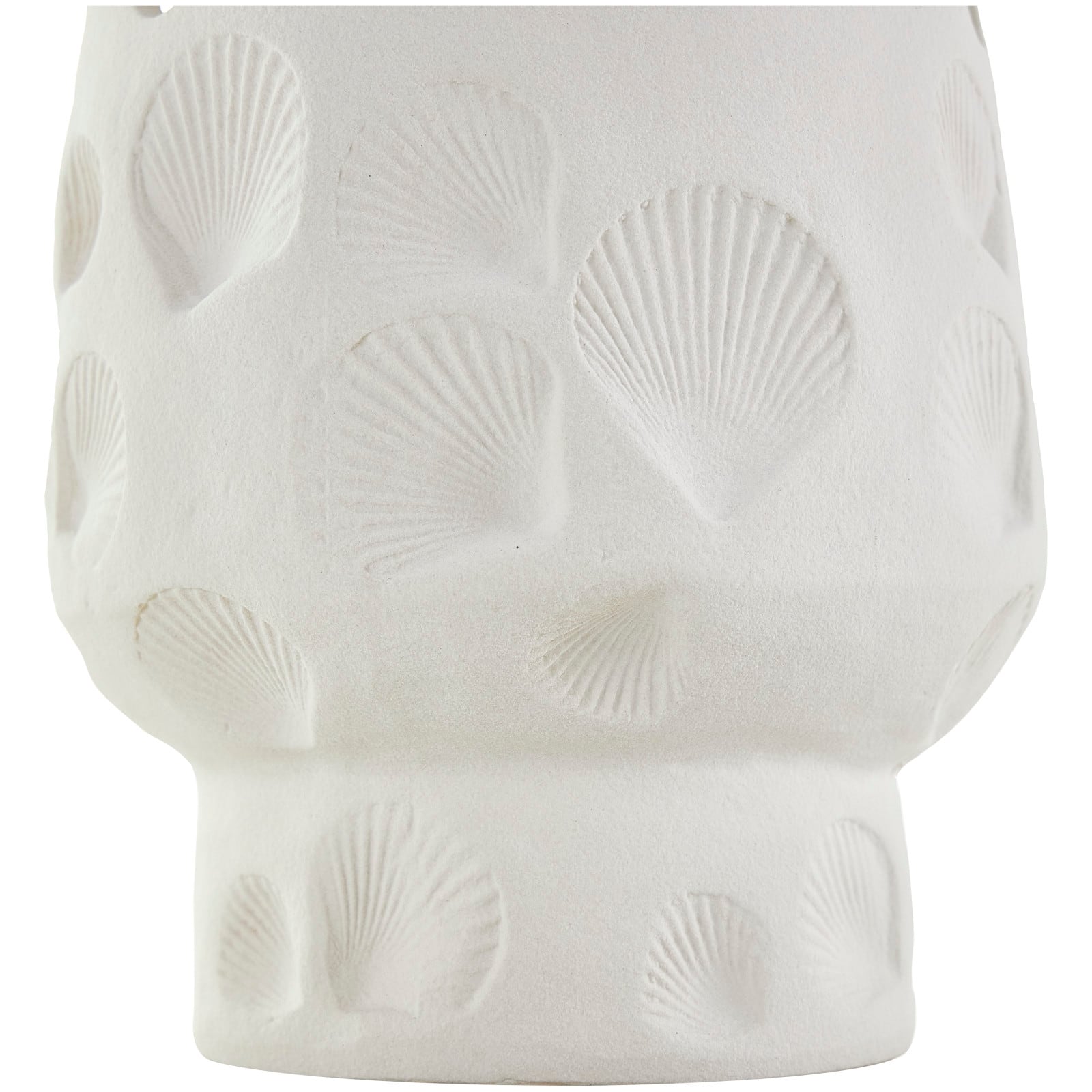10" White Ceramic Shell Vase with Circular Cutouts