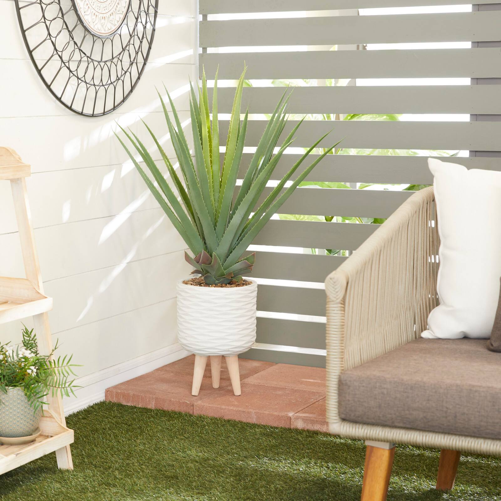 3ft. Potted White Plastic Modern Aloe Vera Artificial Foliage