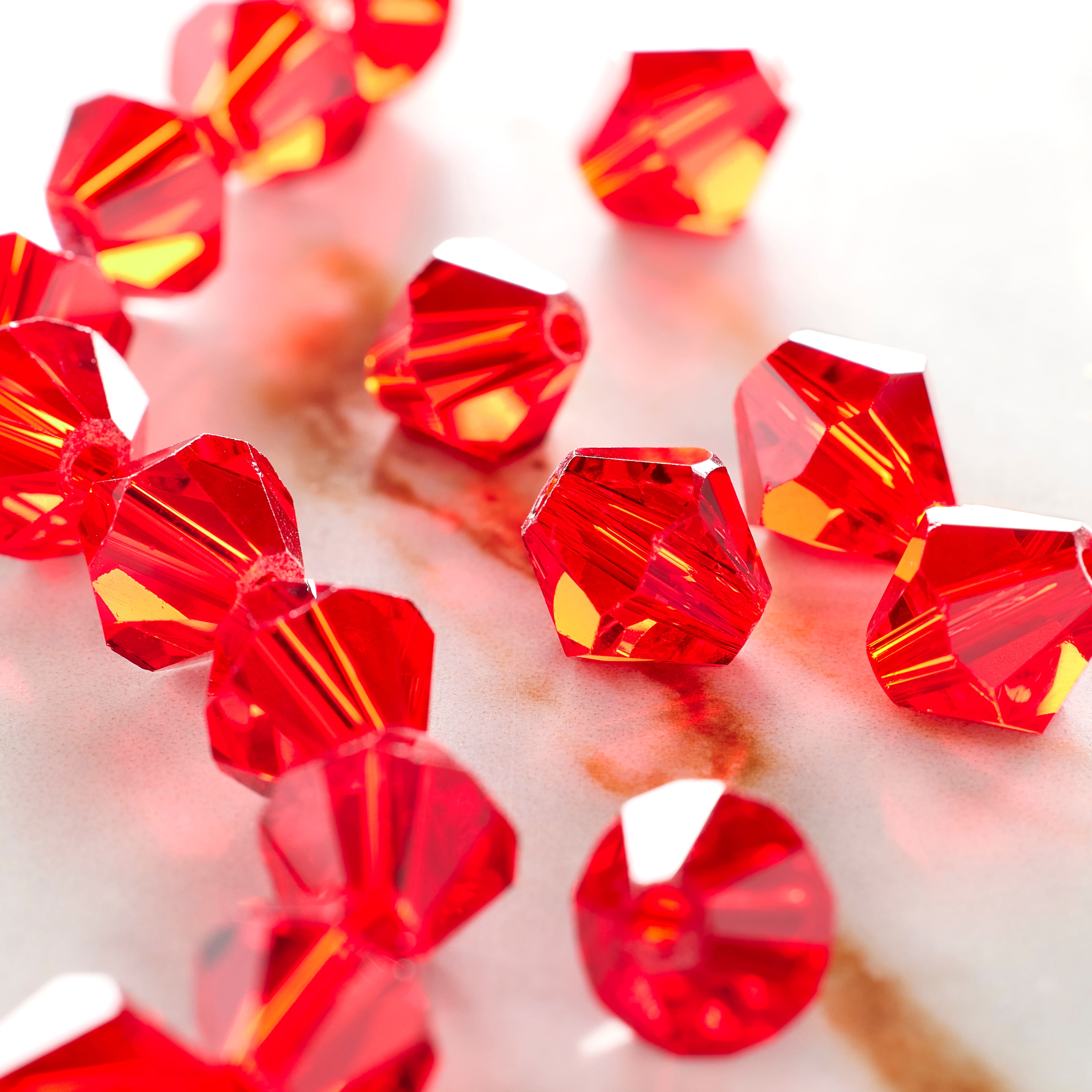 12 Pack: Red Glass Faceted Bicone Beads, 8mm by Bead Landing™