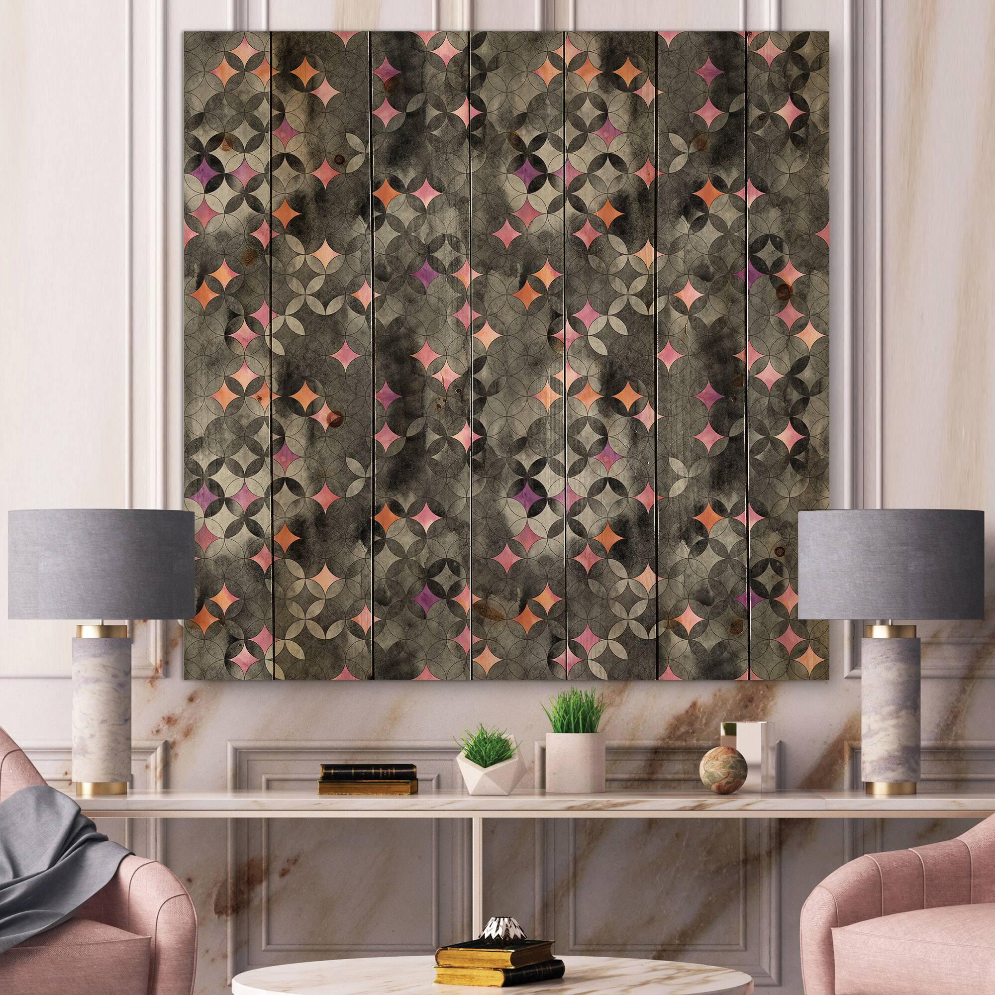 Designart - Geometry Intersecting Circles With Pink Stars