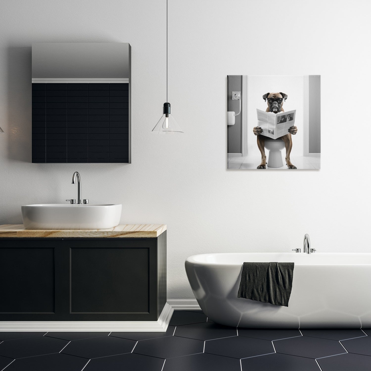 Stupell Industries Boxer Dog & Newspaper Canvas Wall Art