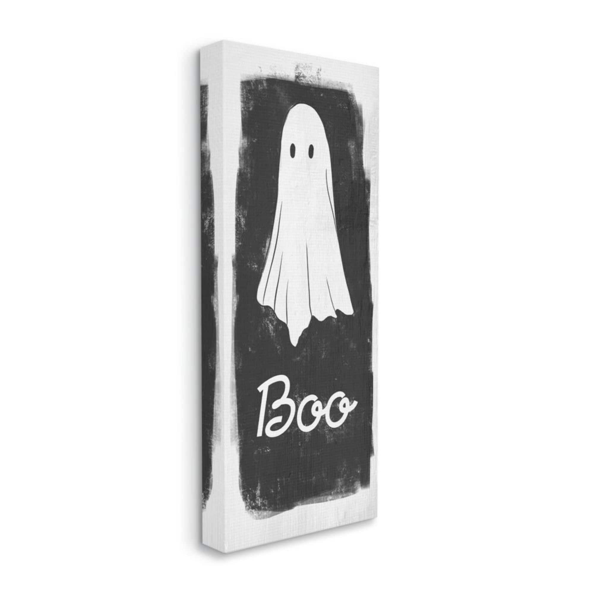 Stupell Industries Charming Rustic Sheet Ghost with Boo Text Canvas Wall Art