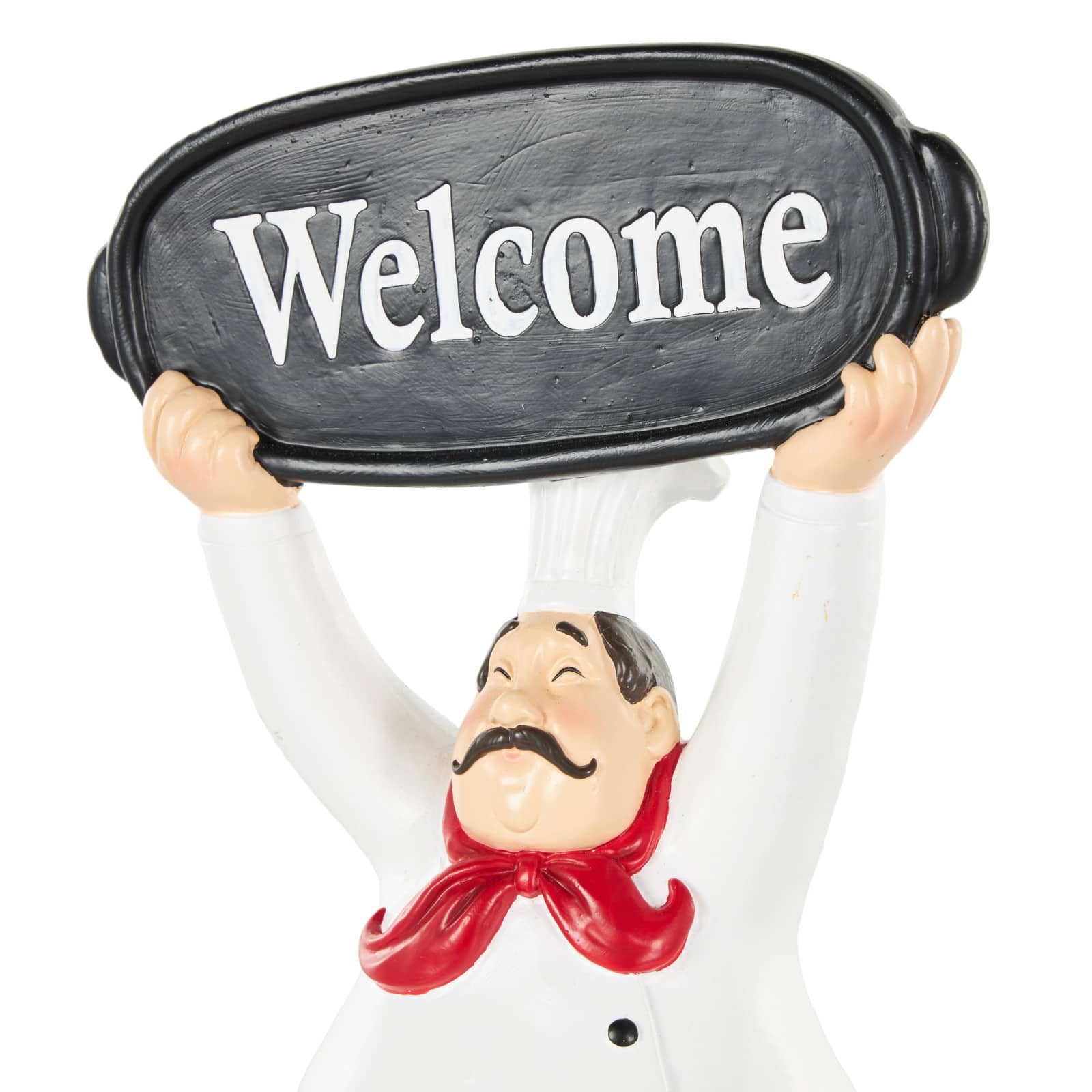 13.25" White with Welcome Sign Polystone Chef Decorative Figurine Sculpture