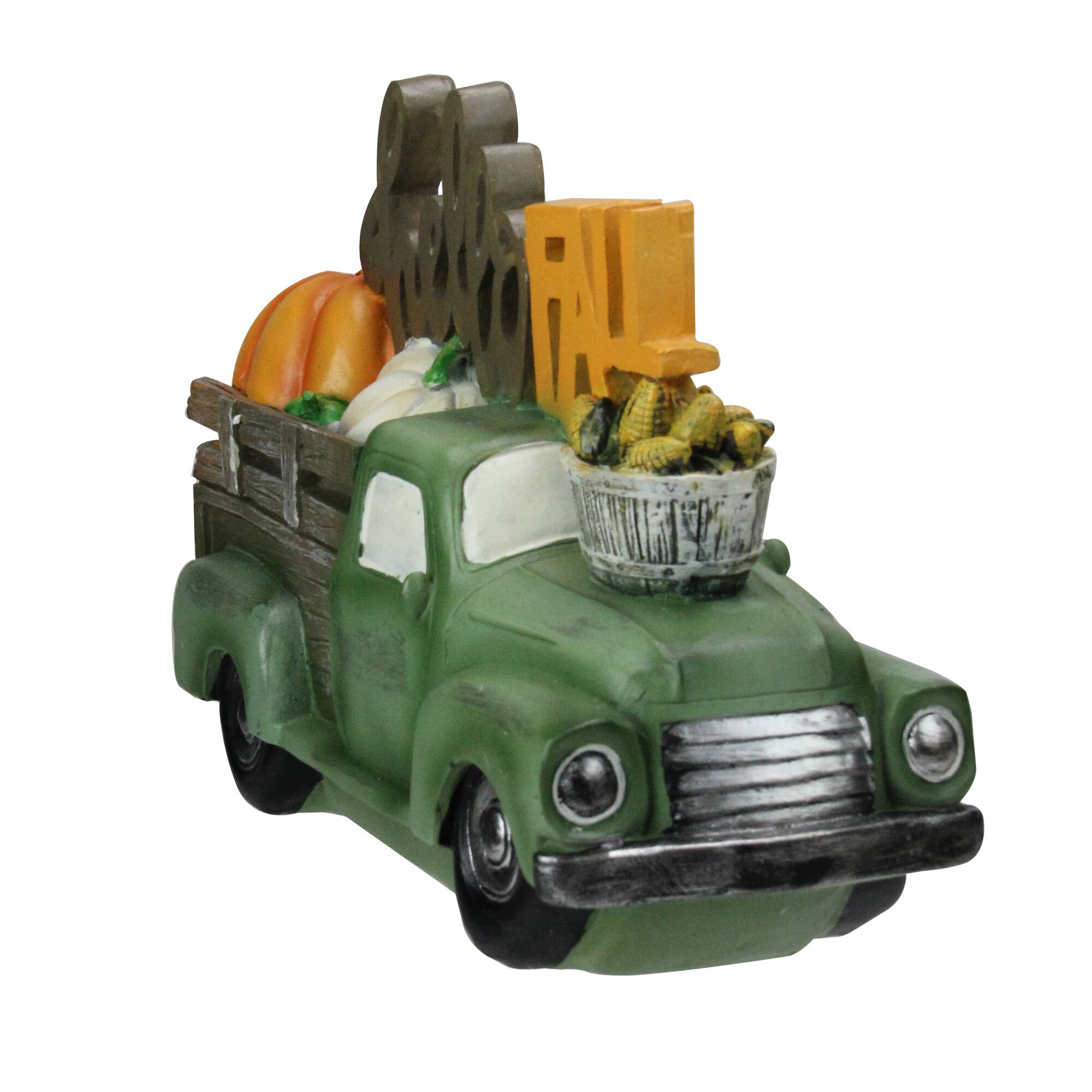 11.25" Green Hello Fall Truck Tabletop Décor