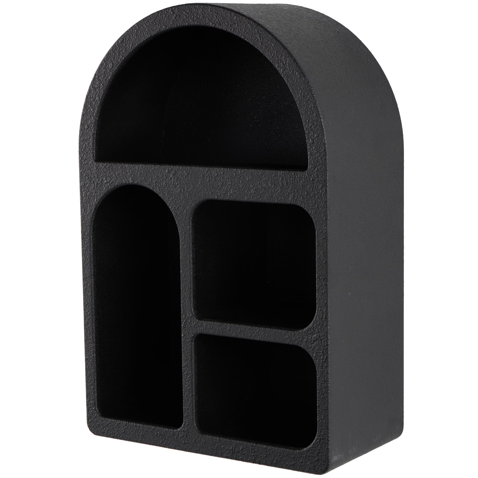16" x 24" Black Wood Geometric 4 Wall Shelf