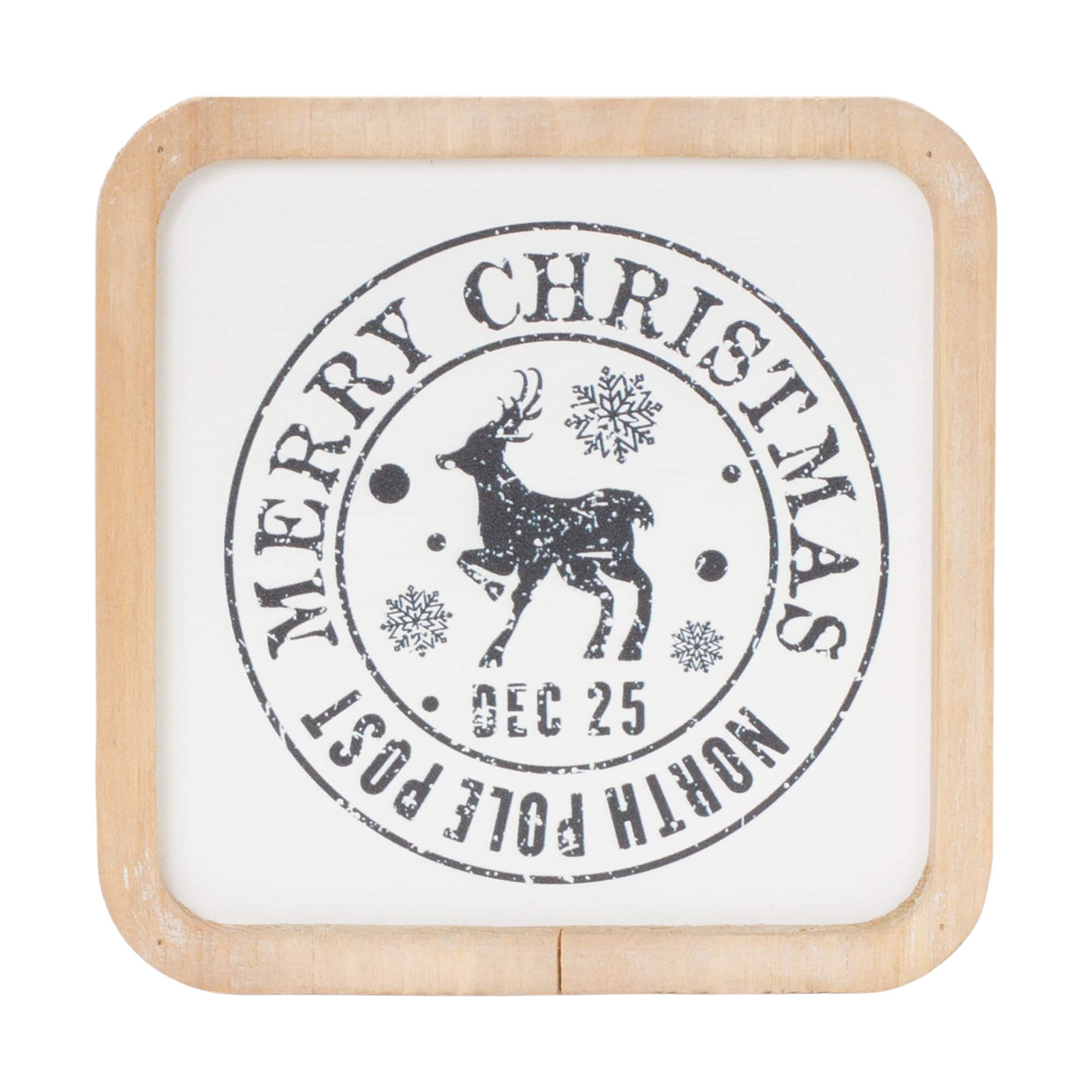 Reindeer & Bells Holiday Mail Stamp Plaque Hanging Wall Décor Set