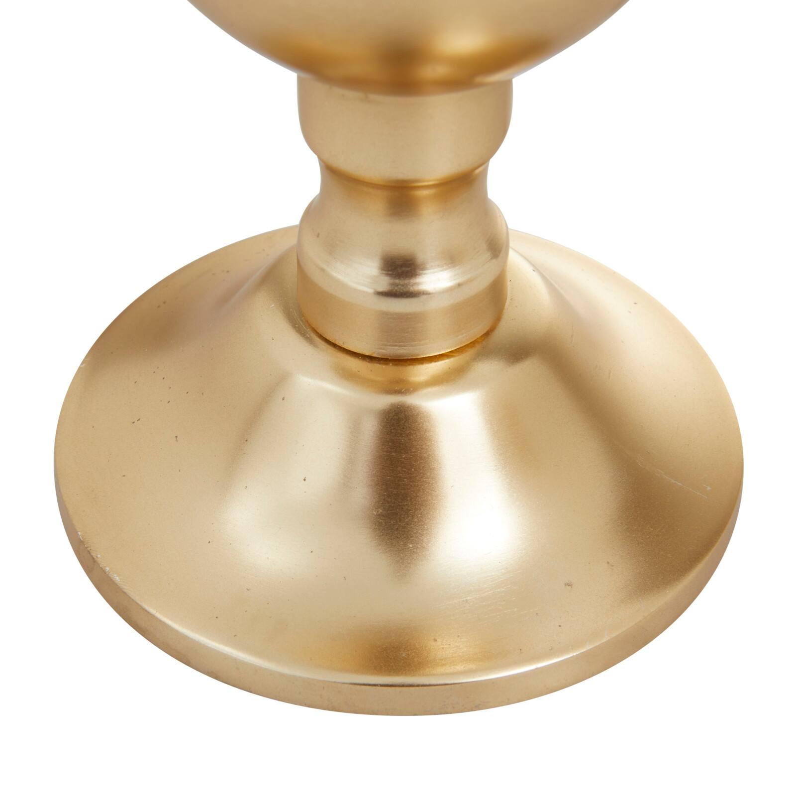Set of 3 Gold Aluminum Transitional Candle Holders, 10" x 4" x 4"