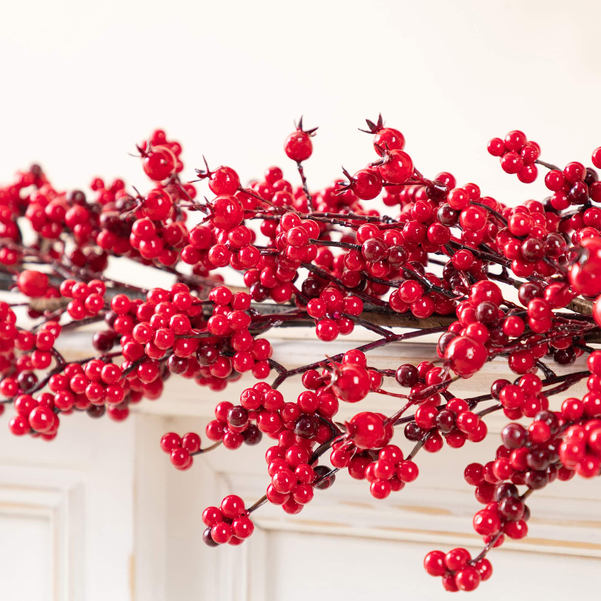 Glitzhome® 6ft. Christmas Red Berries Garland, Set of 2