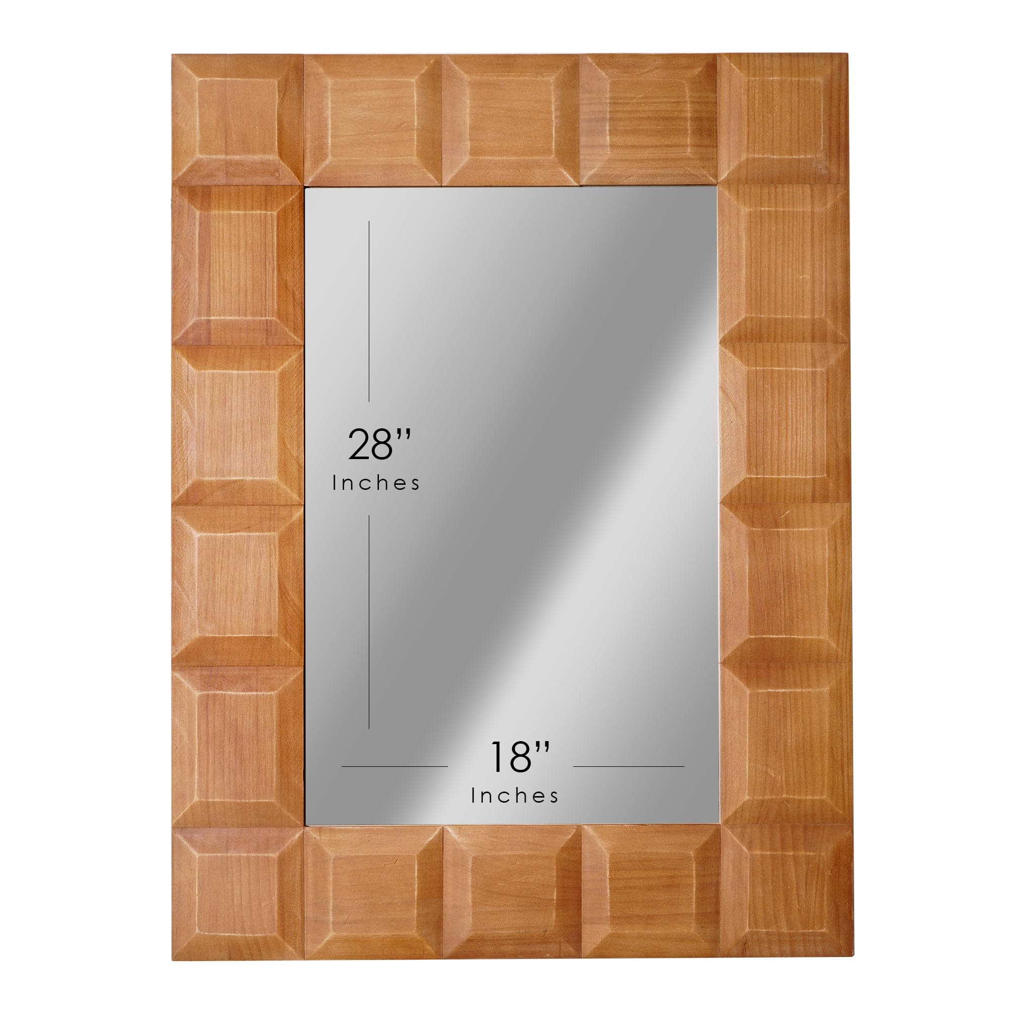 Brown Carved Wood Framed Rectangle Decorative Wall Mirror - 30" x 40"