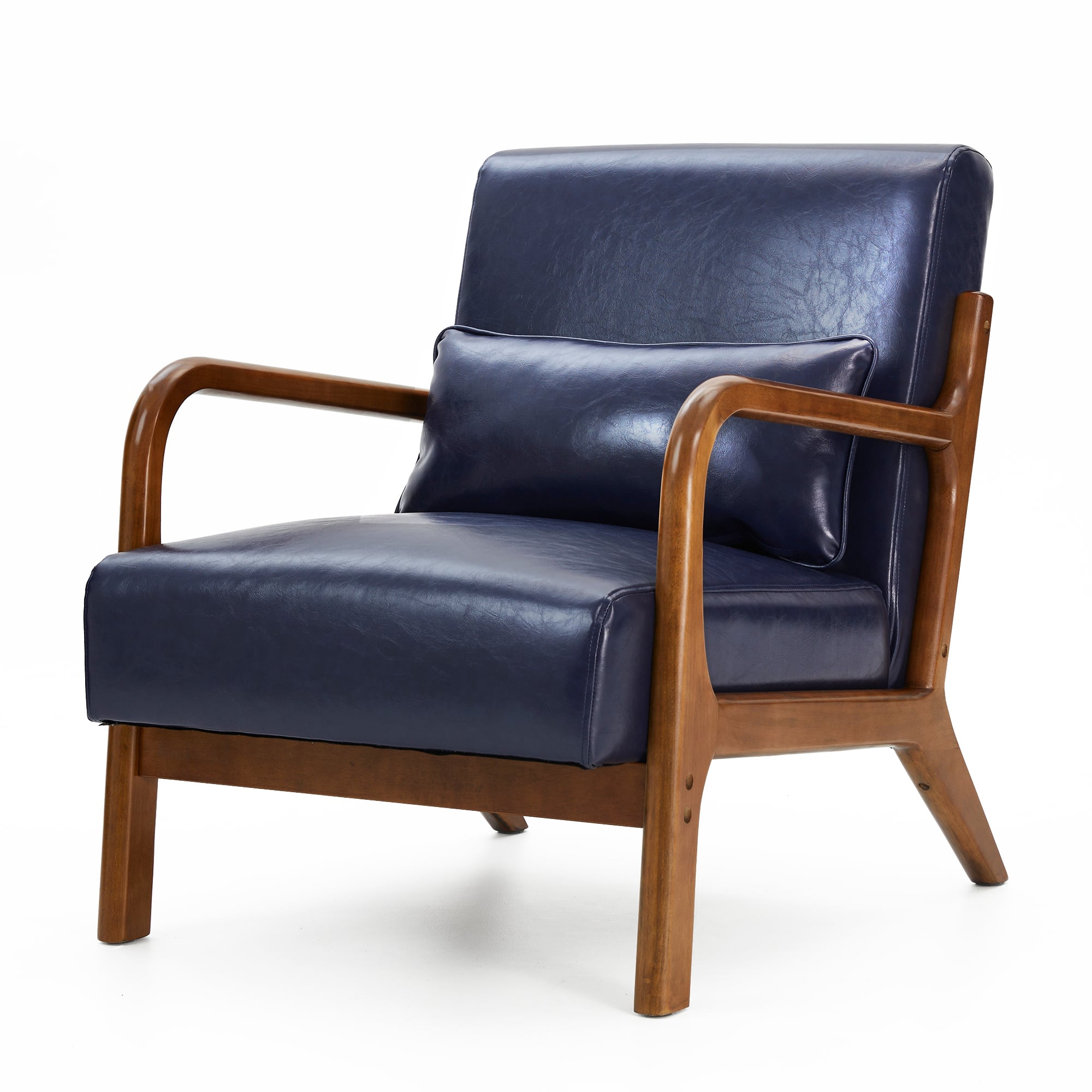 Glitzhome® Mid-Century Faux Leather Accent Chair