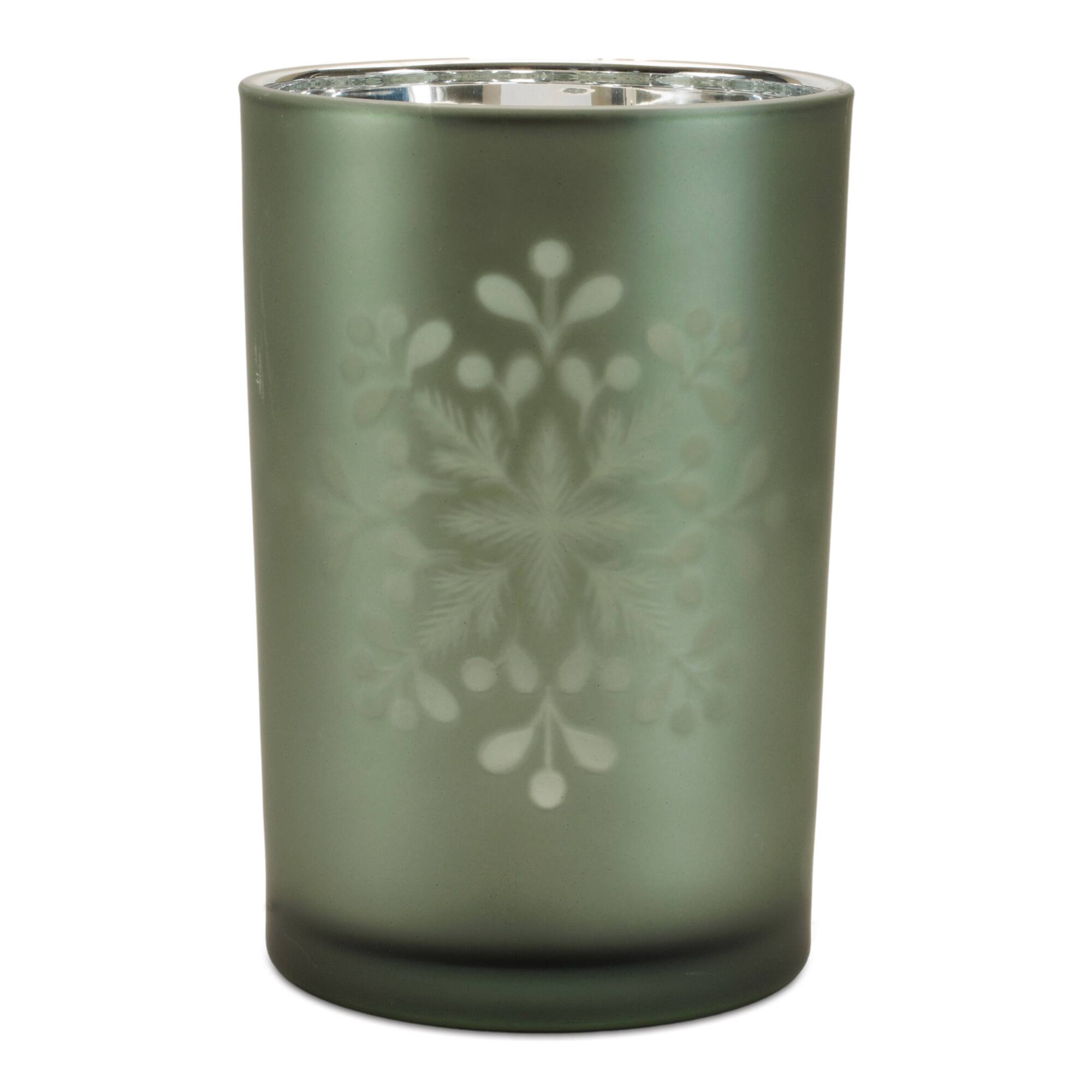 Melrose Frosted Snowflake Candle Holder Set