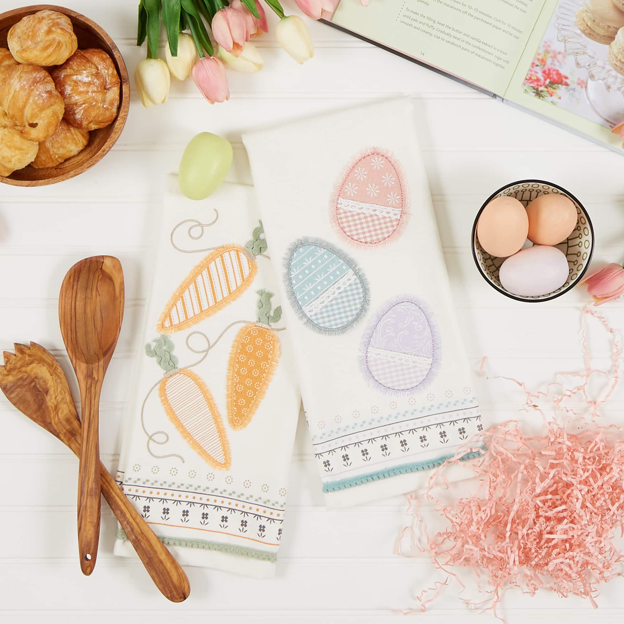 Carrots And Eggs Embellished Dishtowel (Set of 2)