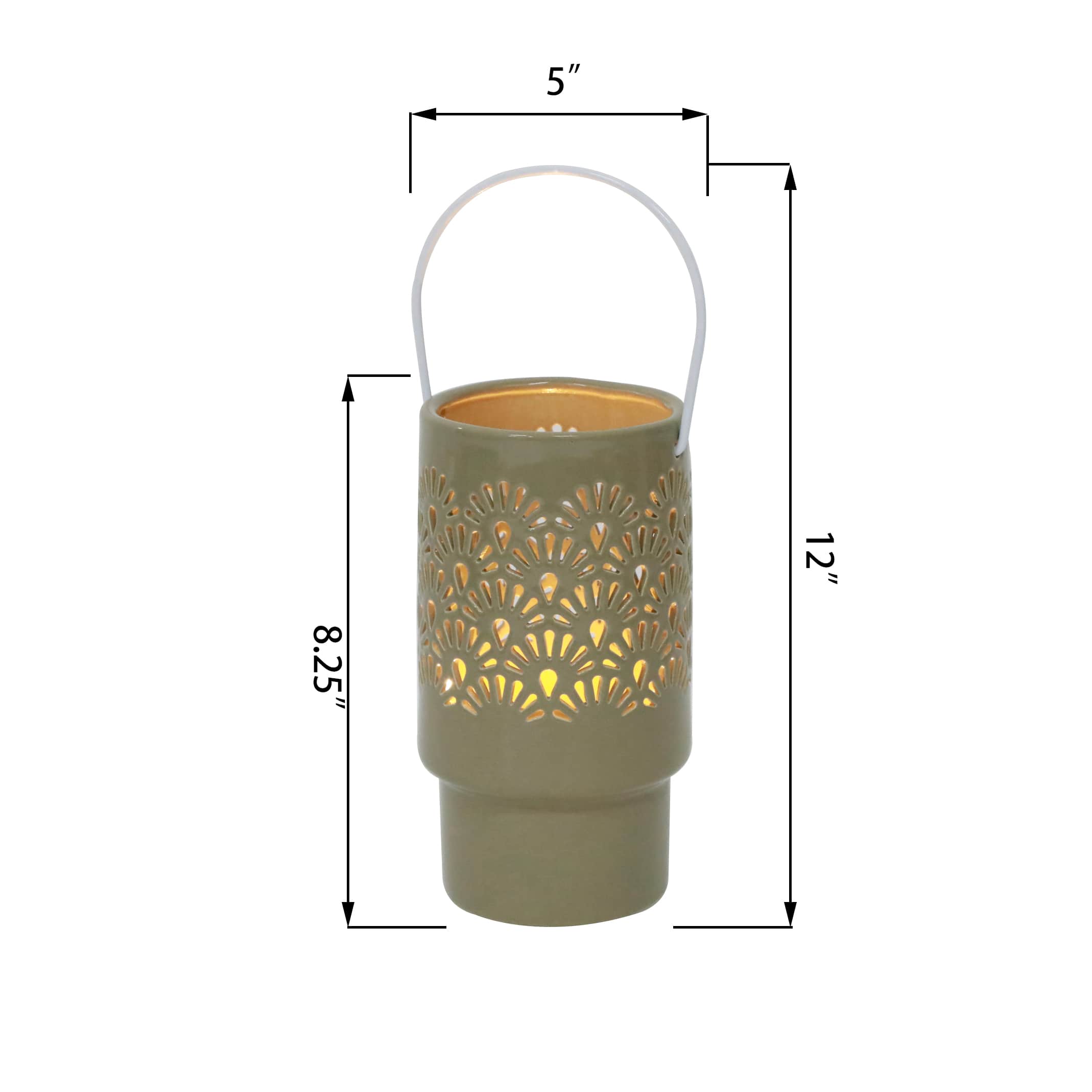 Flora Bunda® 8" LED Shell Ceramic Lantern