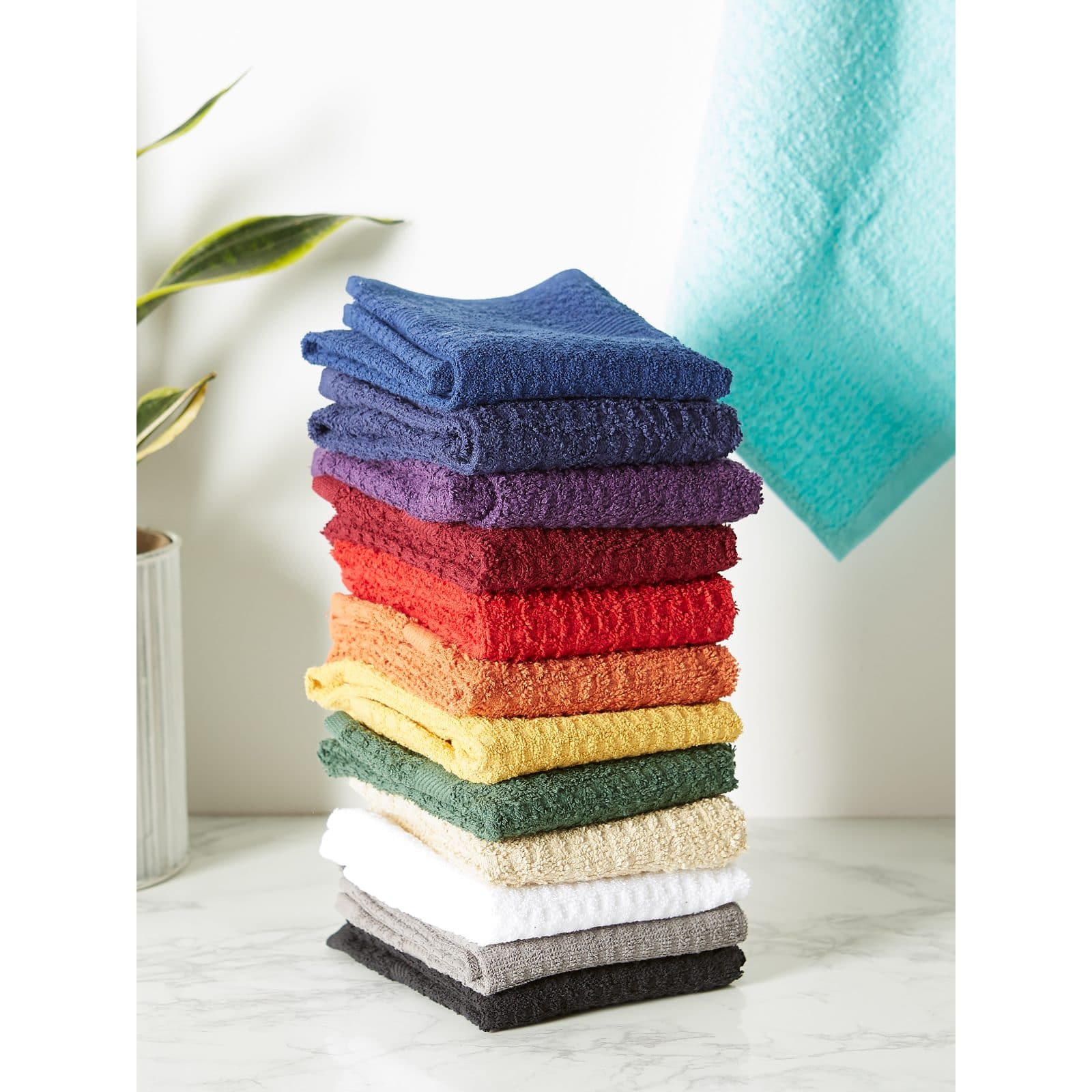 DII® Solid Black Waffle Terry Dishtowel, 4ct.