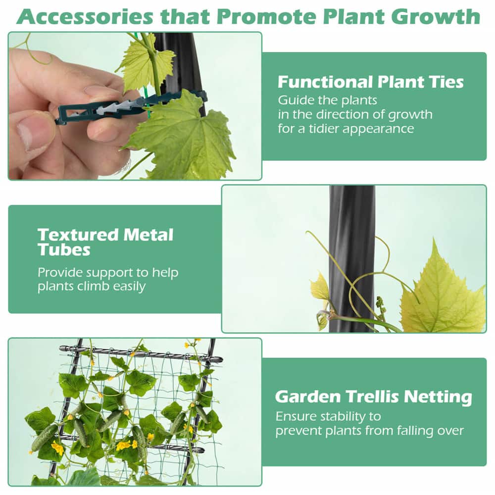 Costway 75" Garden Trellis for Plant Climbing with PE-Coated Frame & Trellis Net