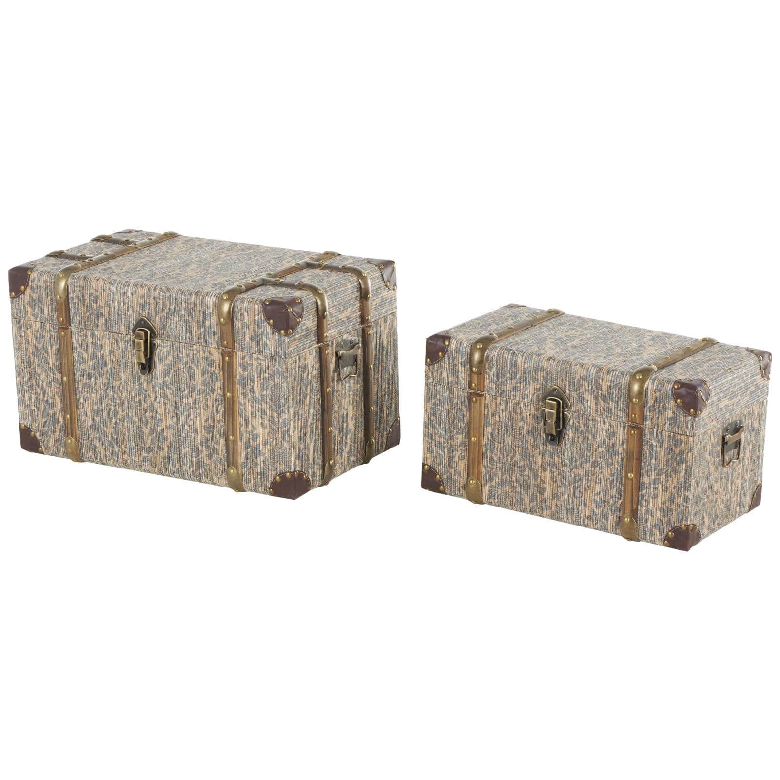 Vintage Blue Decorative Trunk Set