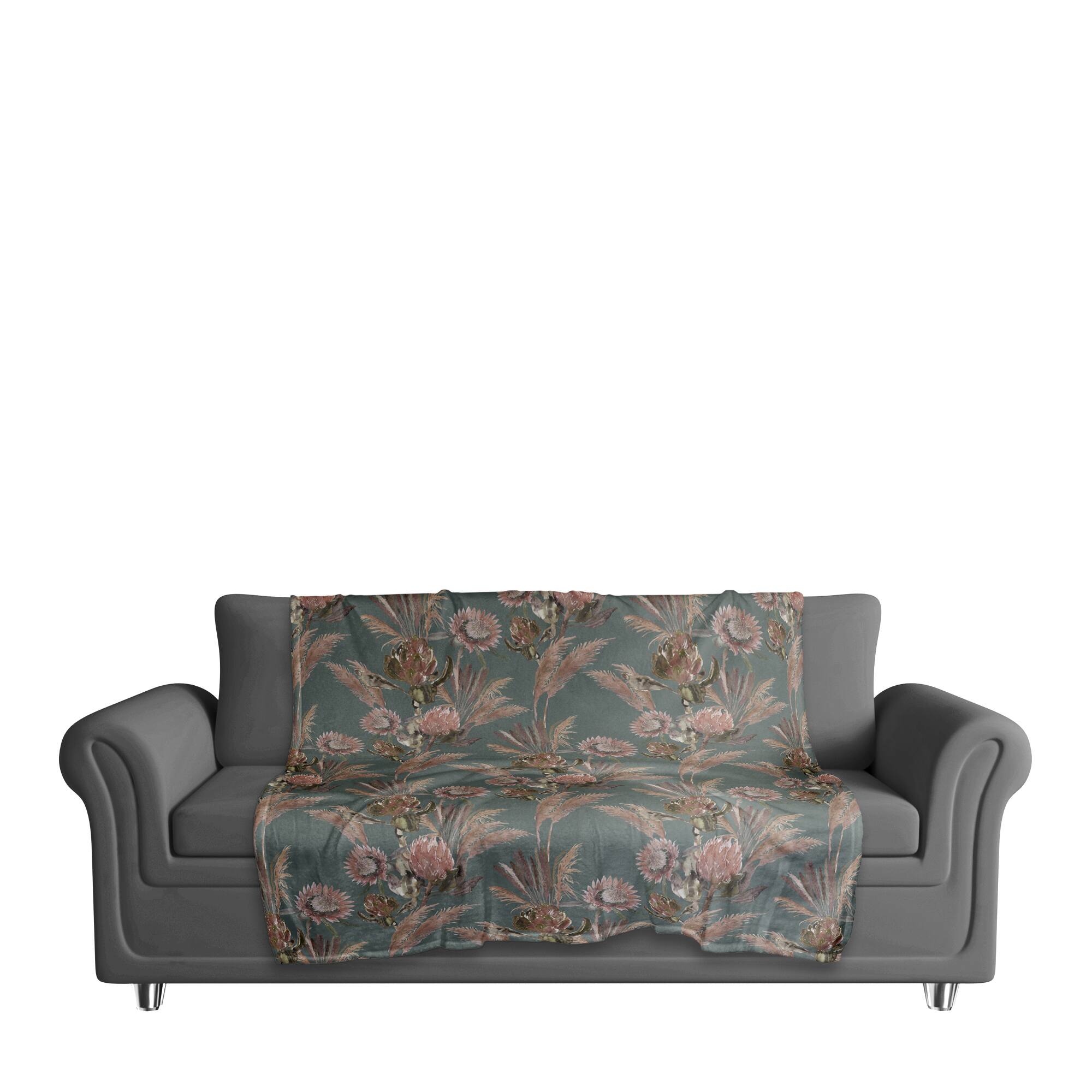 Protea Blooms Coral Fleece Blanket