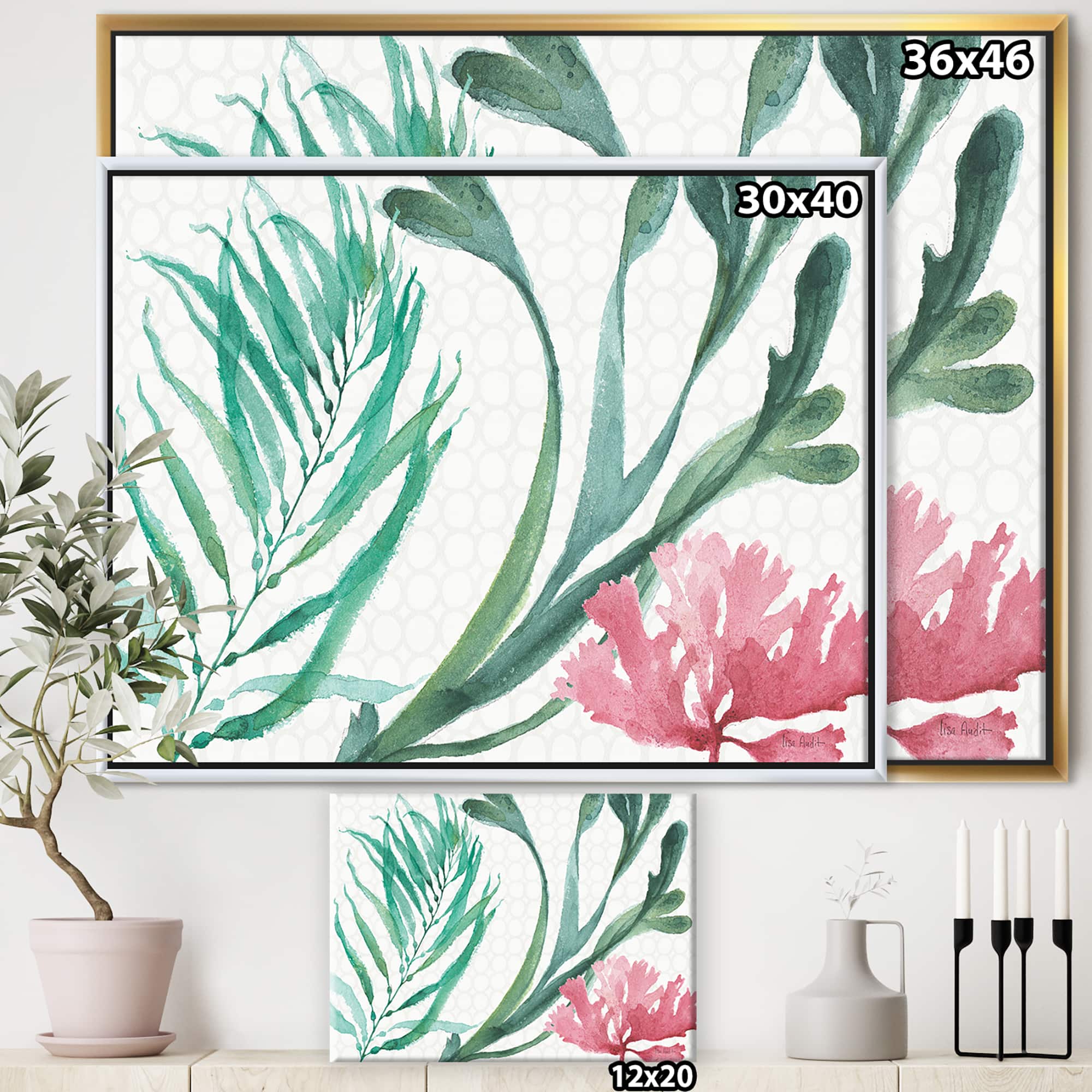 Designart - Mixed Botanical Green Leaves III