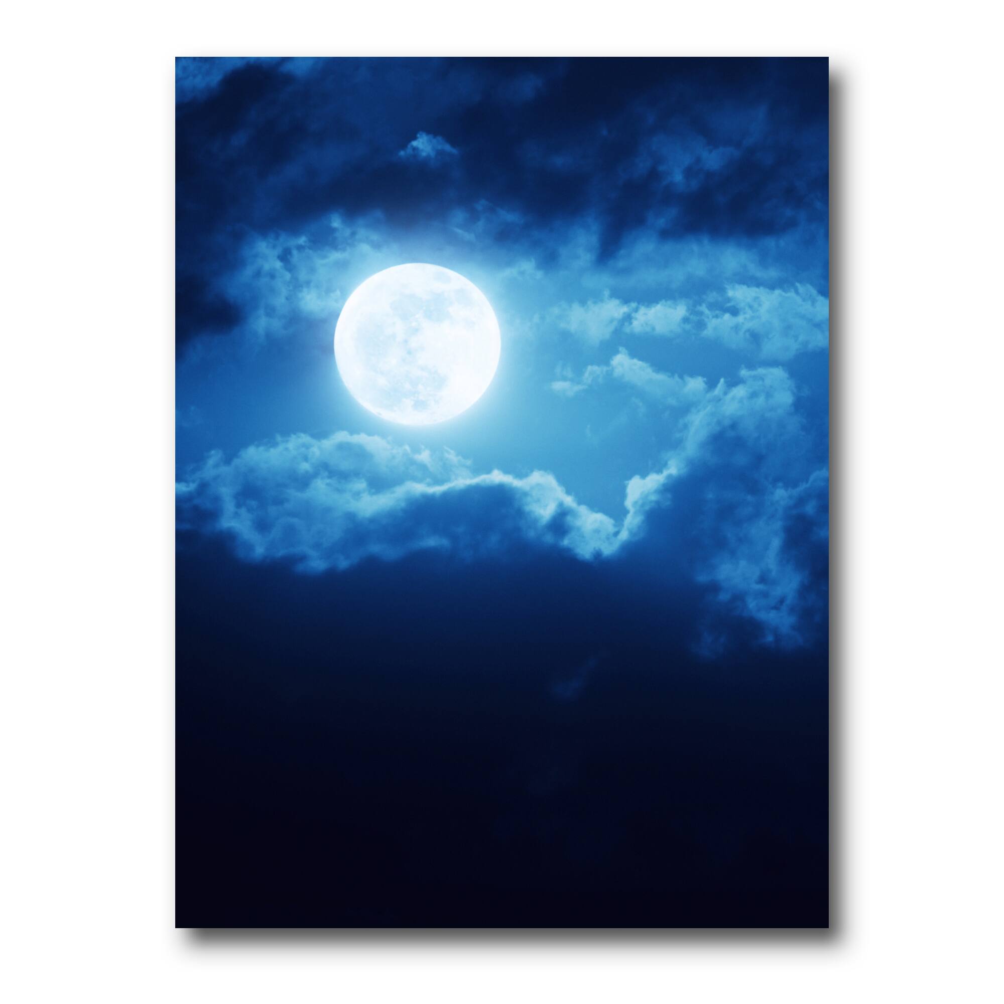 Designart - Full Moon In Cloudy Night Sky III - Nautical & Coastal Canvas Wall Art Print