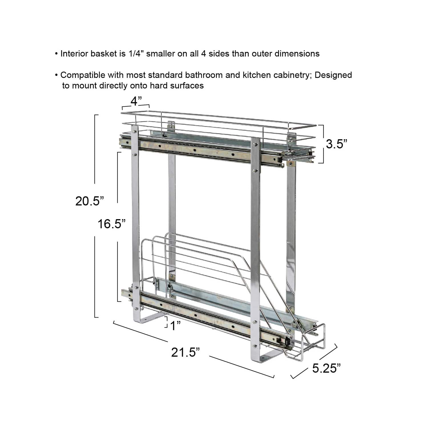 Household Essentials Glidez Chrome-Plated Steel 2-Tier Dual-Sliding Storage Organizer