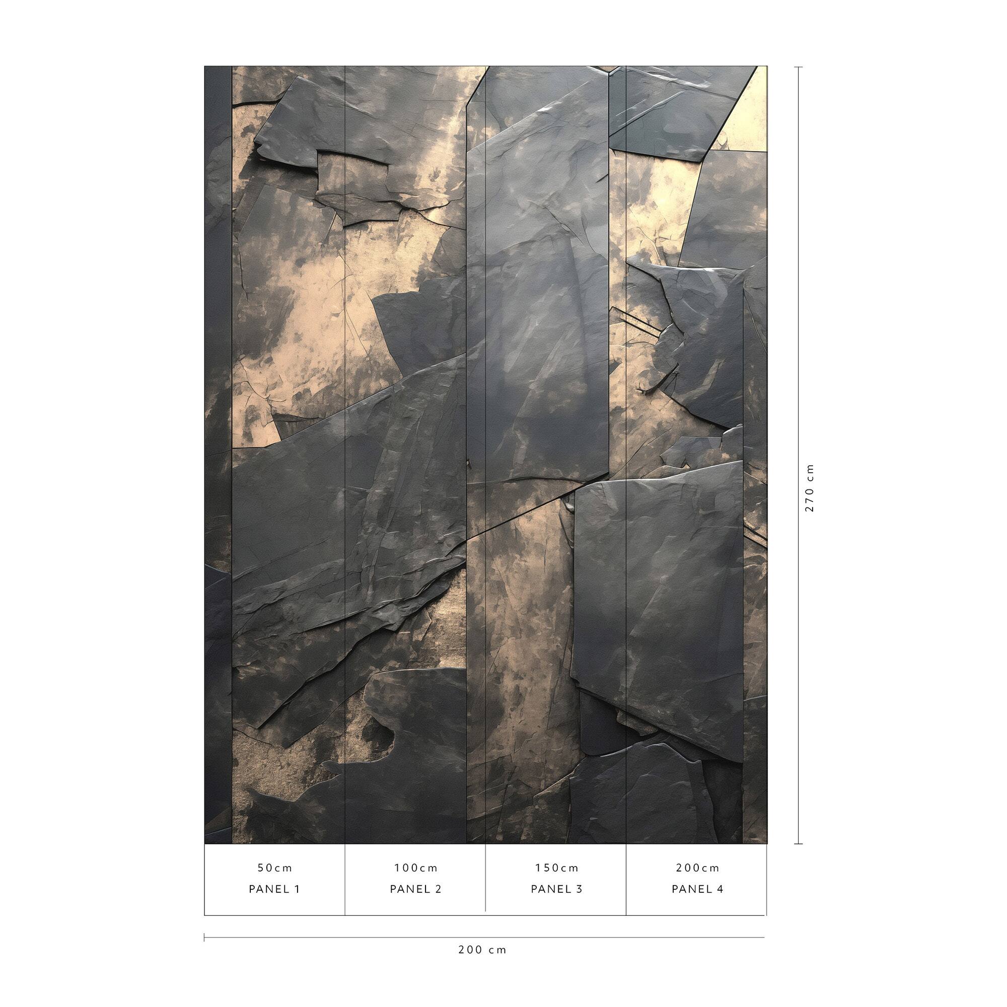 Designs Direct Obsidian Gold Stoneworks Black Wall Mural