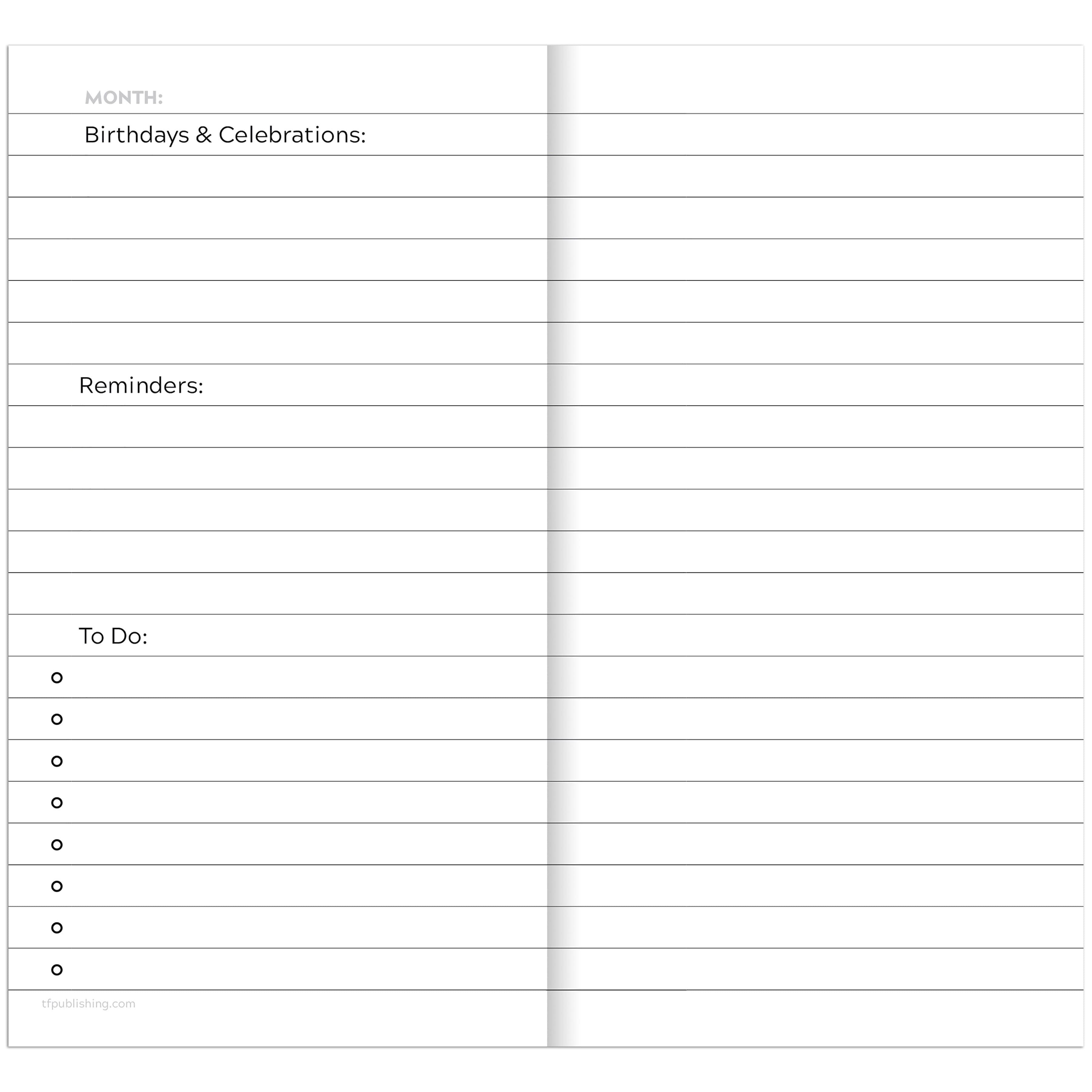 TF Publishing Classic Navy Undated Monthly Pocket Planner