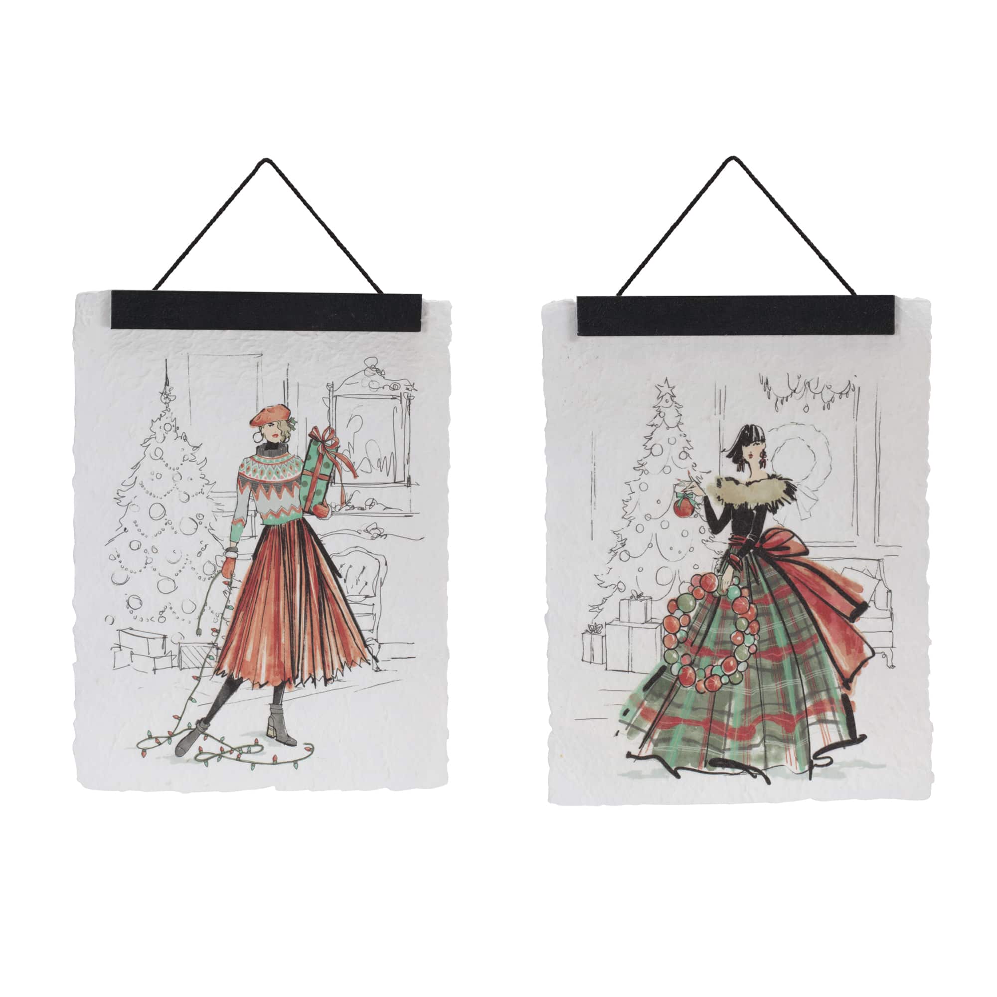Melrose 12" x 15" Vintage Holiday Fashion Illustration Banner Set