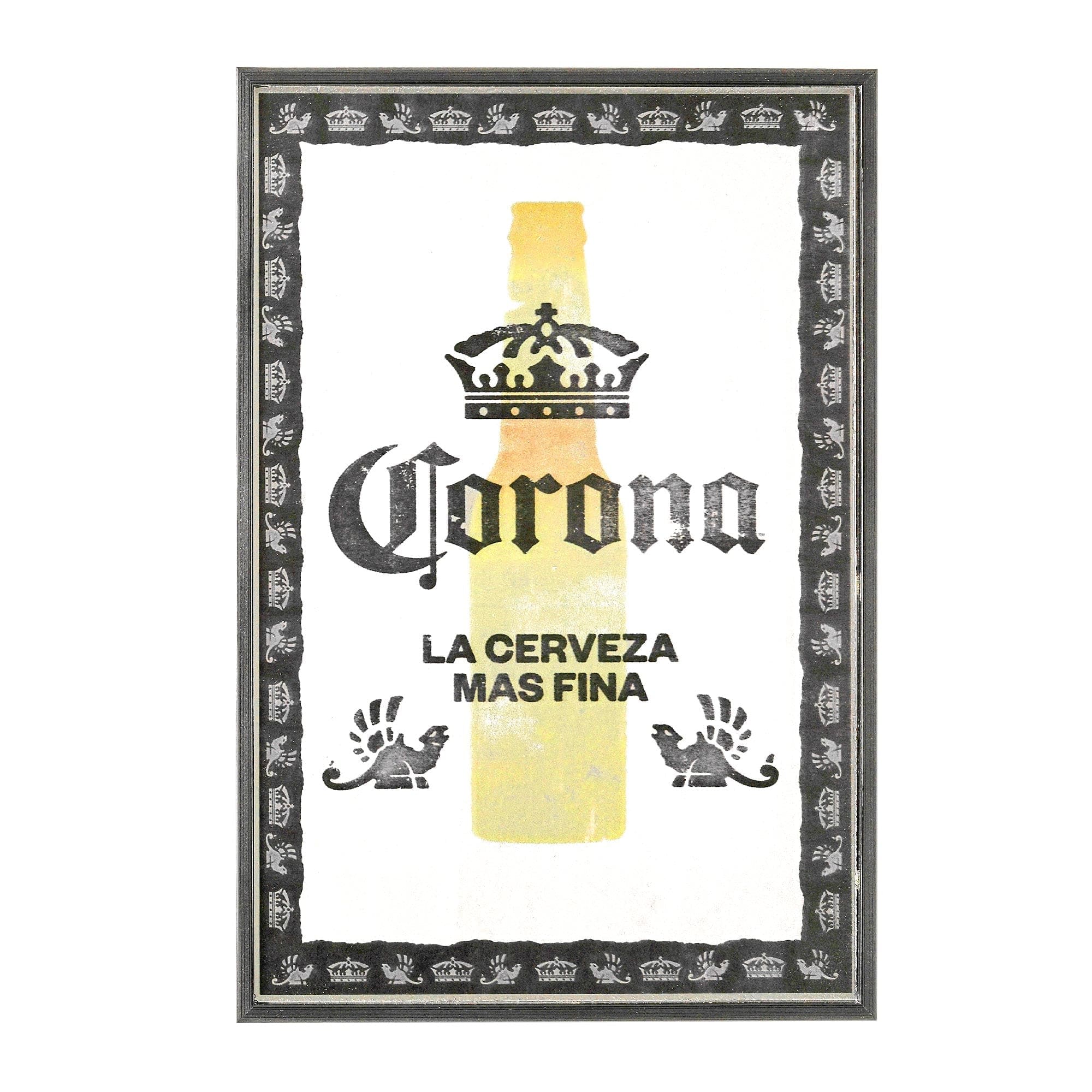 American Art Decor  Corona Silkscreen Printed Framed Bar Sign