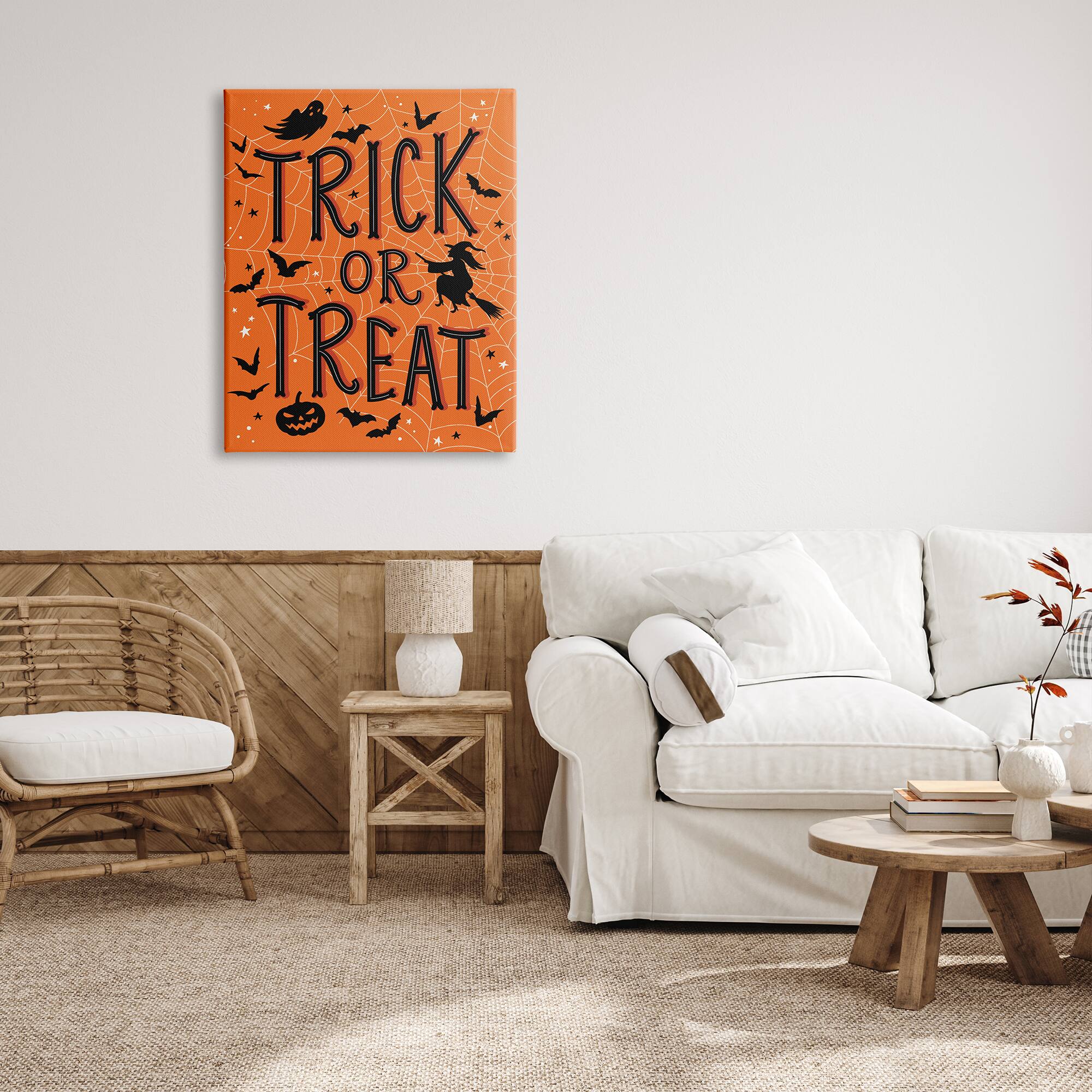 Stupell Industries Trick Or Treat Spider Web Canvas Wall Art