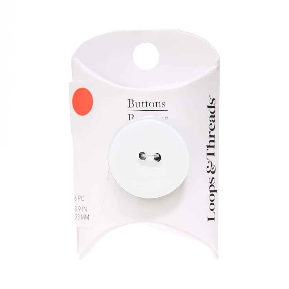 23mm Glossy White Round Buttons, 6ct. by Loops & Threads®