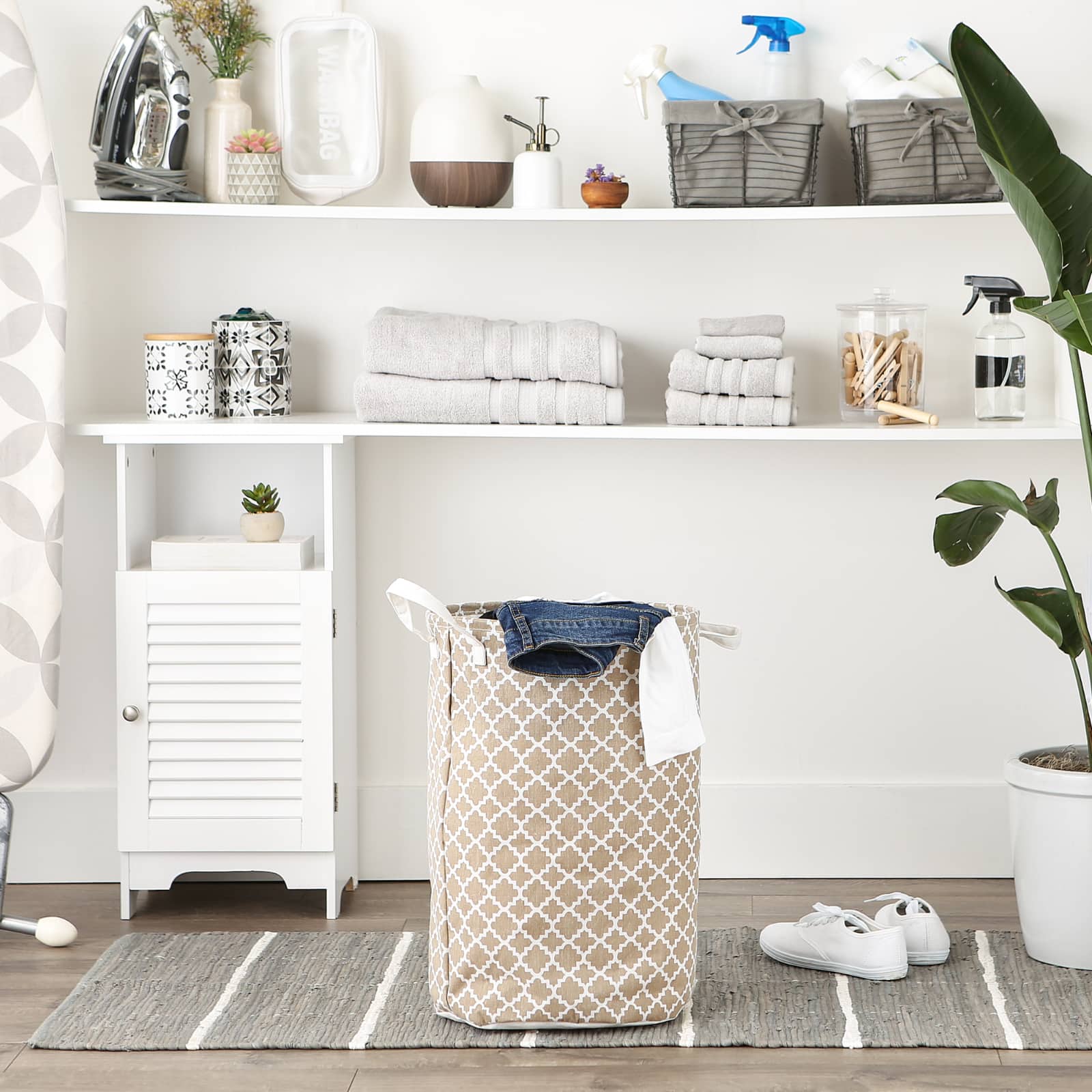 DII® Round Lattice PE-Coated Cotton Polyester Laundry Hamper