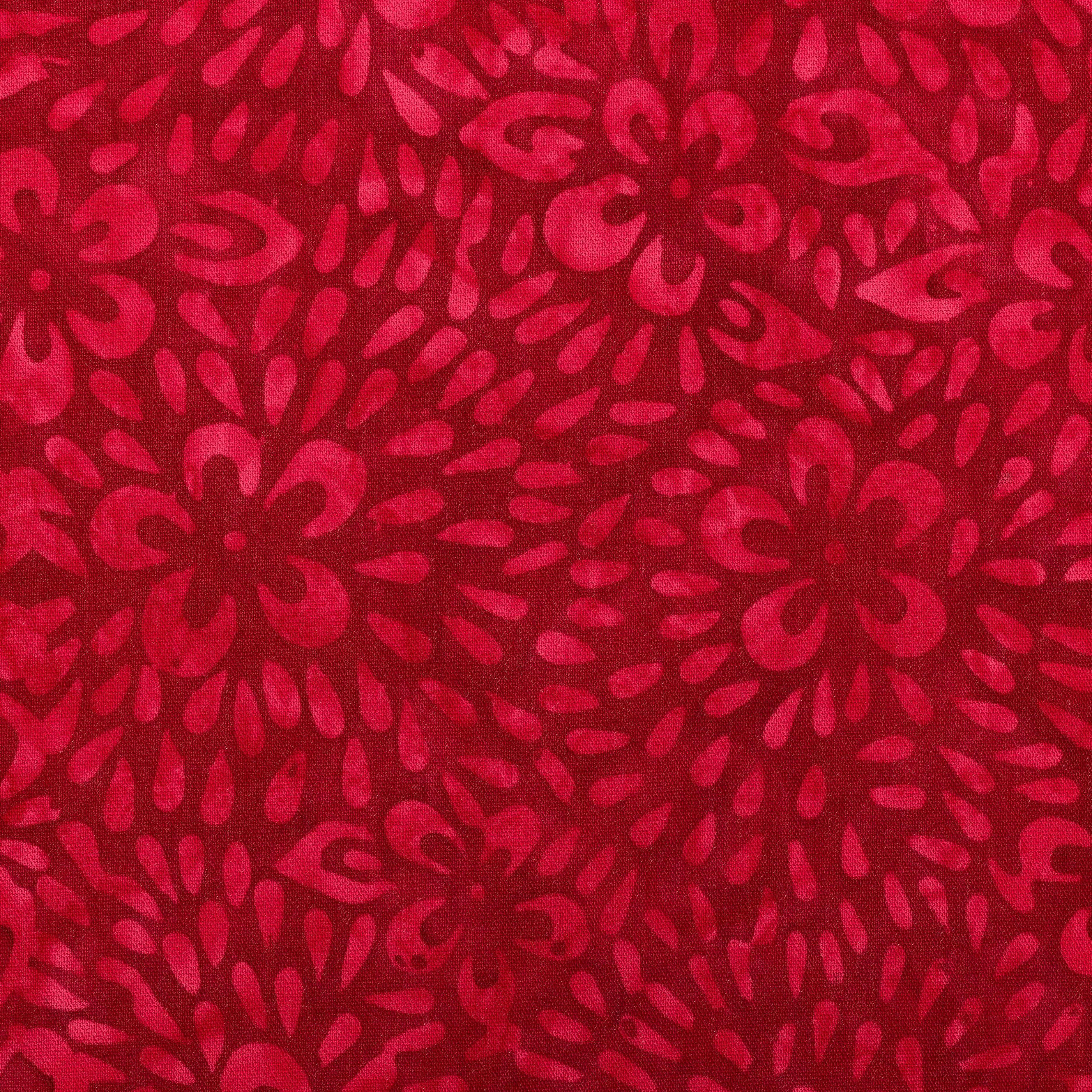 10 yd. Full Bolt: Feldman Batik Crimson Tonal Stamp Geo Cotton Fabric