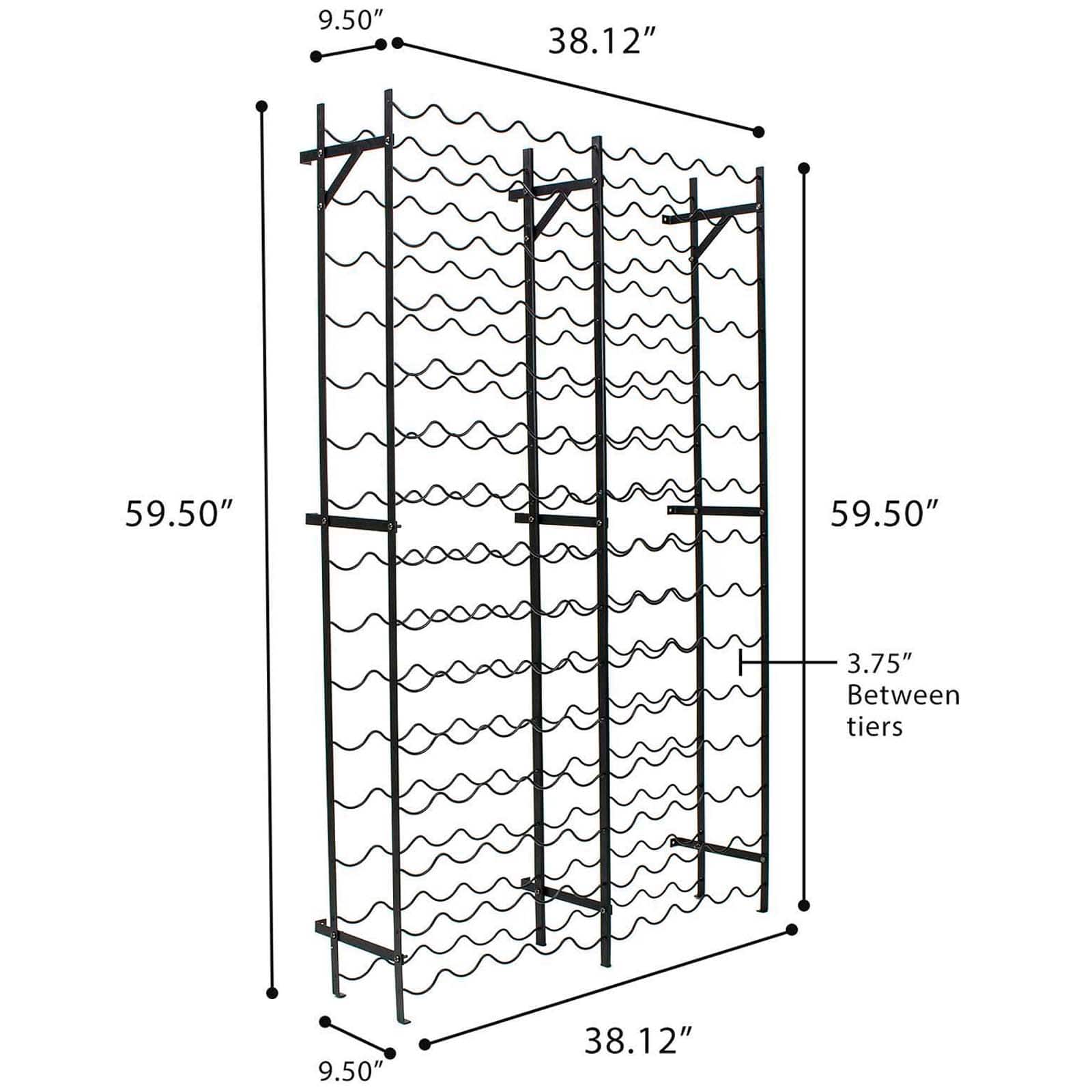 Sorbus Black 150-Bottle Freestanding Metal Wine Rack