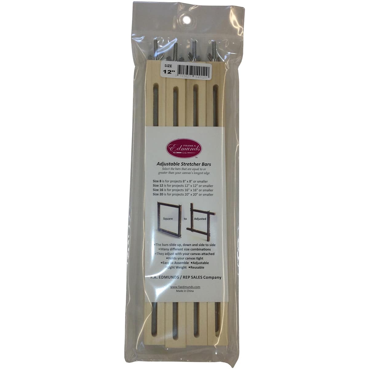 Frank A. Edmunds 12" Adjustable Stretcher Bars, 4ct.