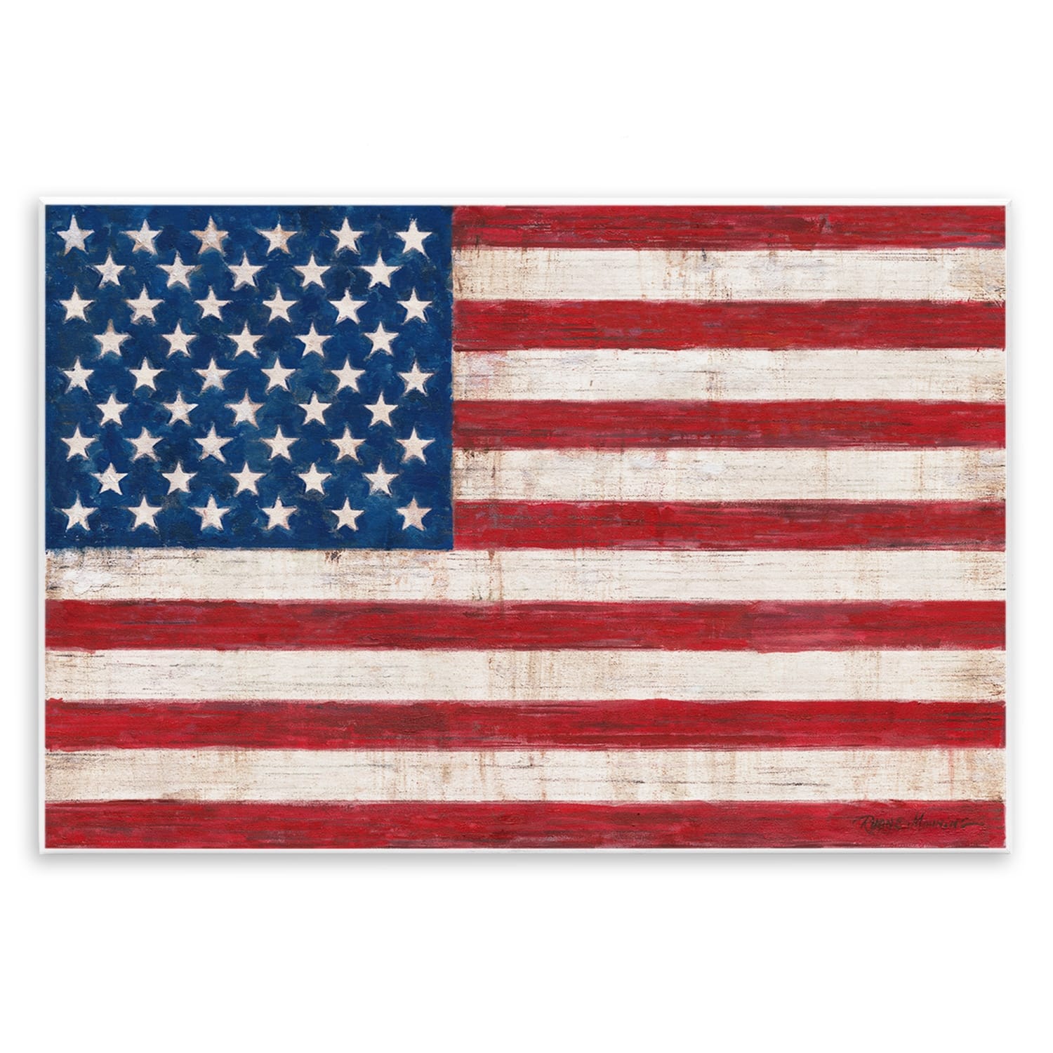 Stupell Industries Rustic American Flag Red White Blue Distressed Pattern Wall Plaque Art