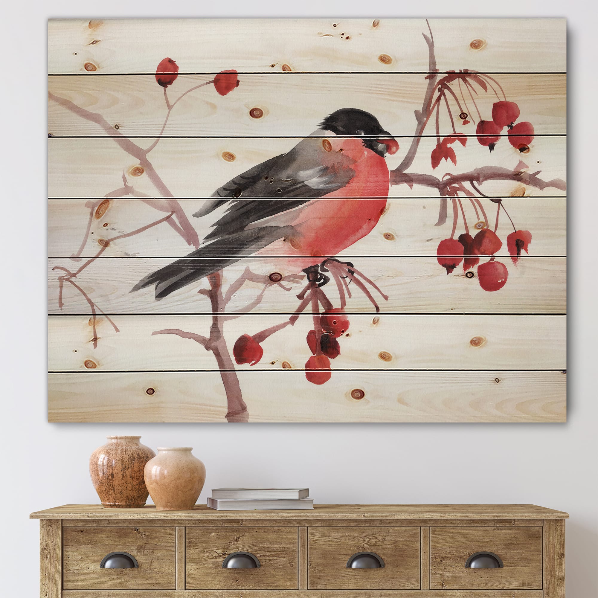 Designart - Bullfinch Bird On A Branch