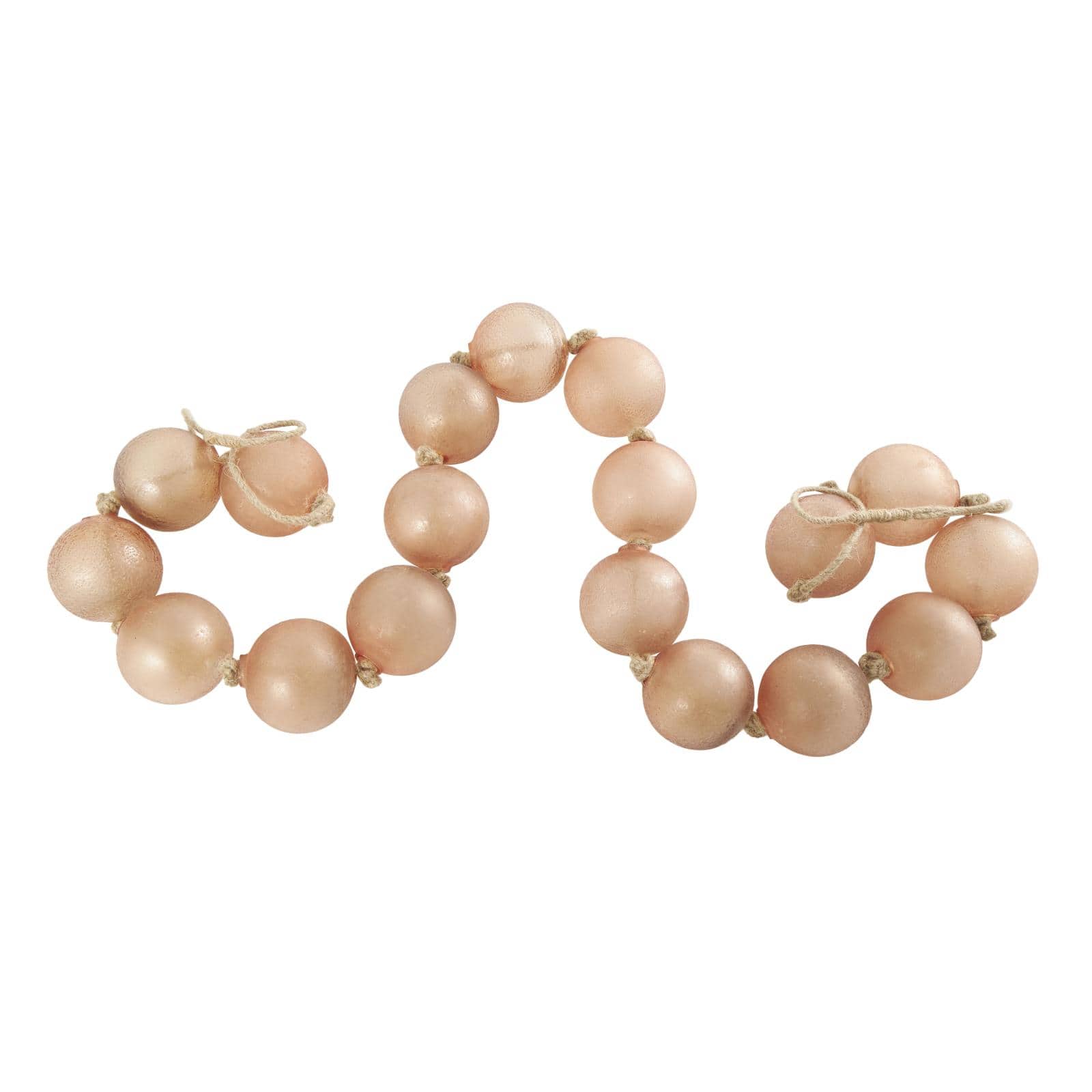 92" Pink Handmade Round Extra Long Frosted Glass Orb Beaded Garland with Tassel Knotted Jute Rope
