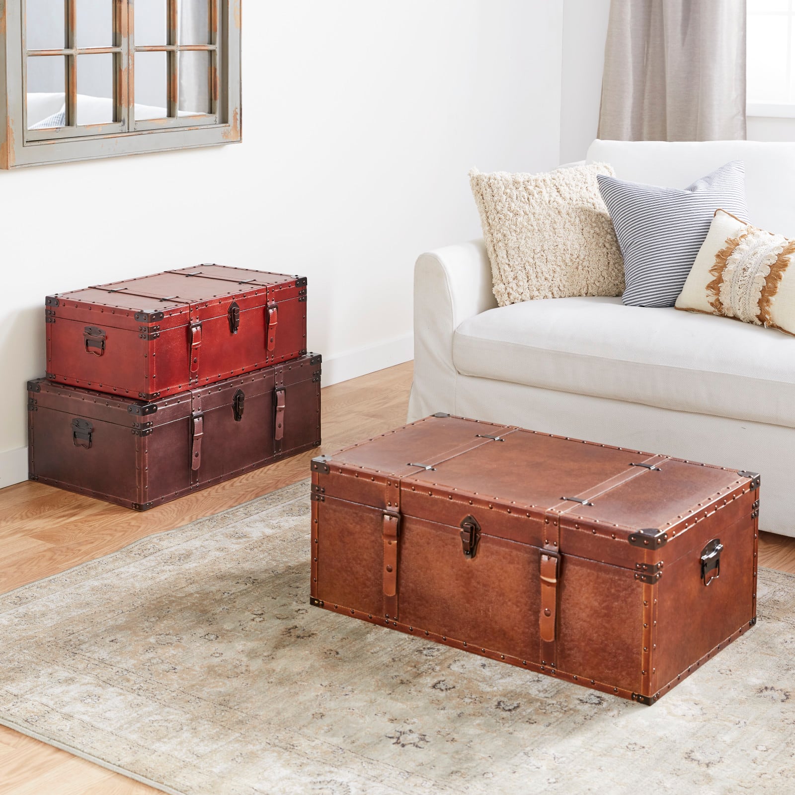 Set of 3" Brown Wood Rustic Trunk, 32", 29", 26"