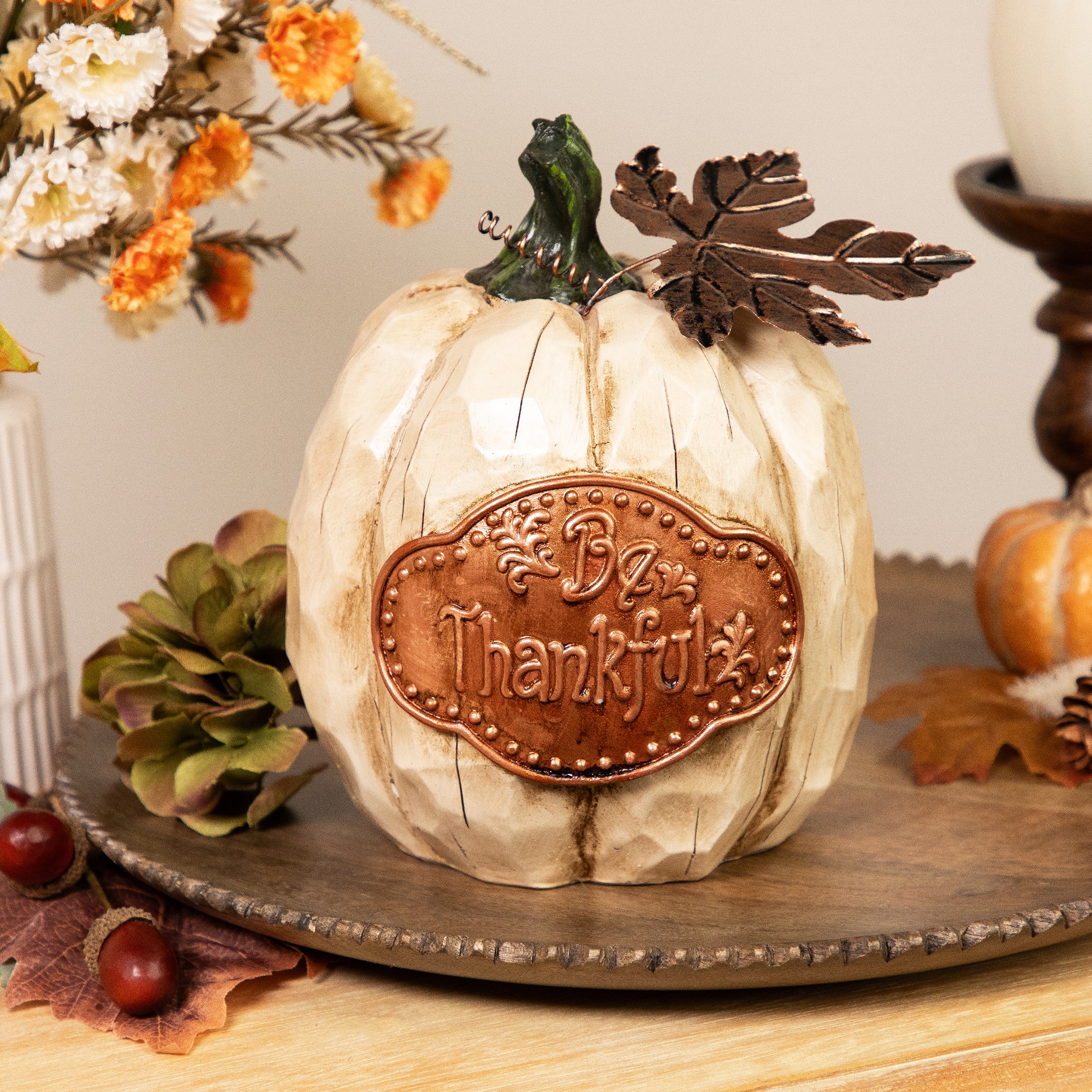 8" Be Joyful Pumpkin Tabletop Décor Set