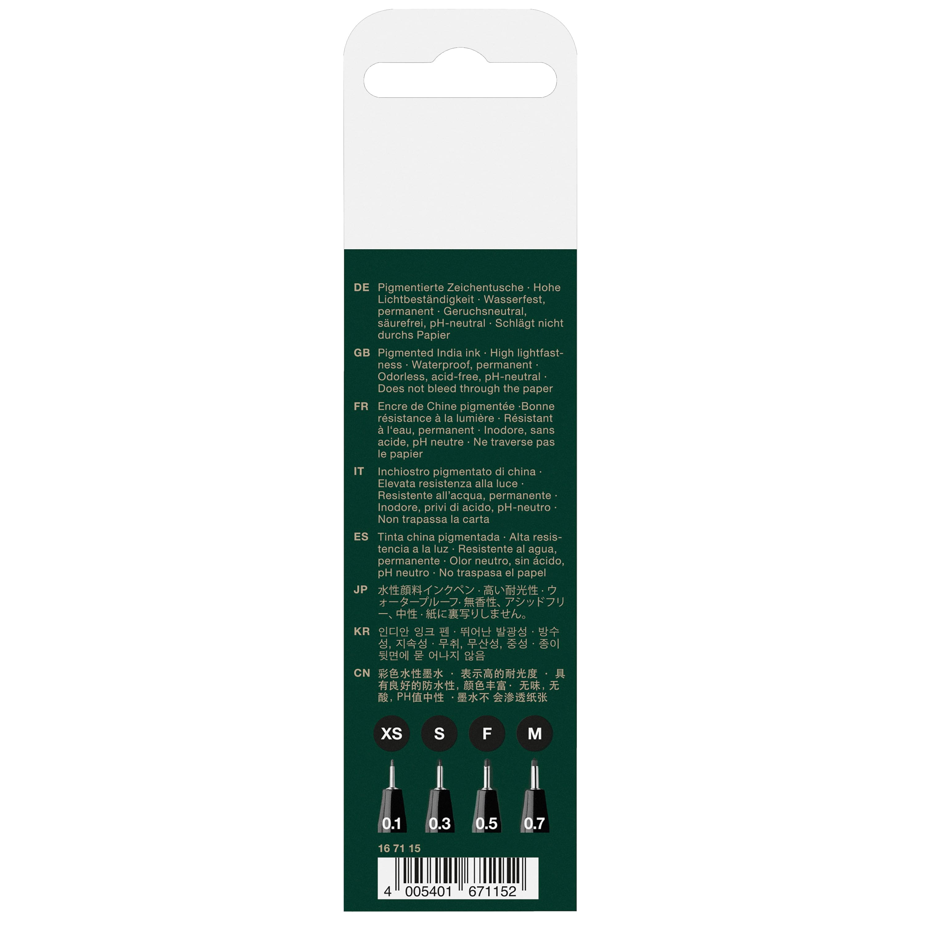 Faber-Castell® PITT® 0.1mm-0.7mm Black 4 Piece Artist Pen Set