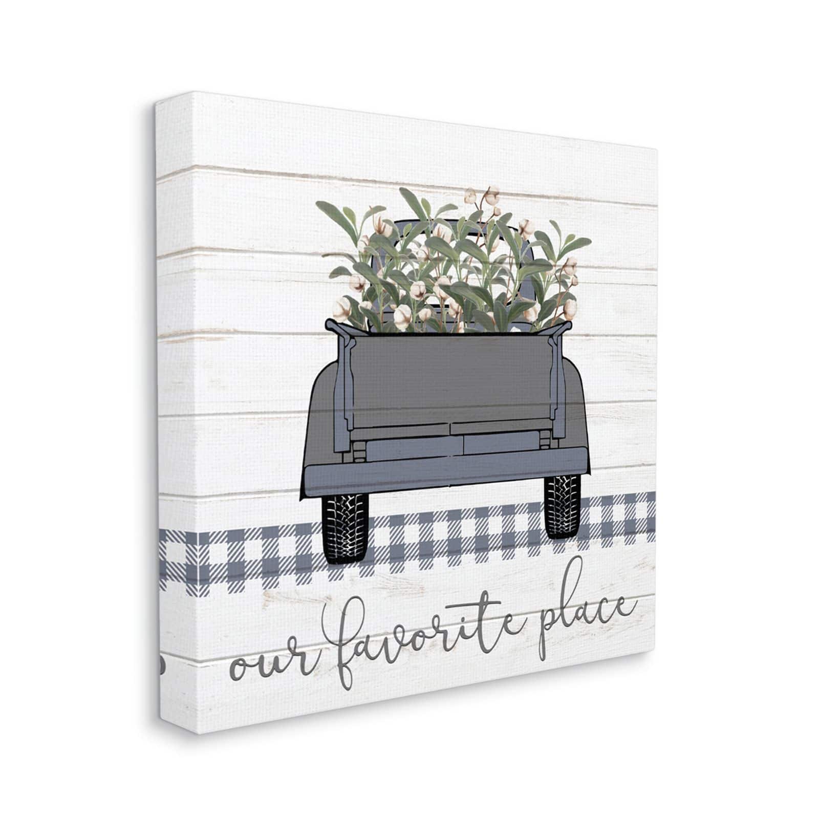 Stupell Industries Favorite Place Truck Wood Texture Blue Word Design Canvas Wall Art