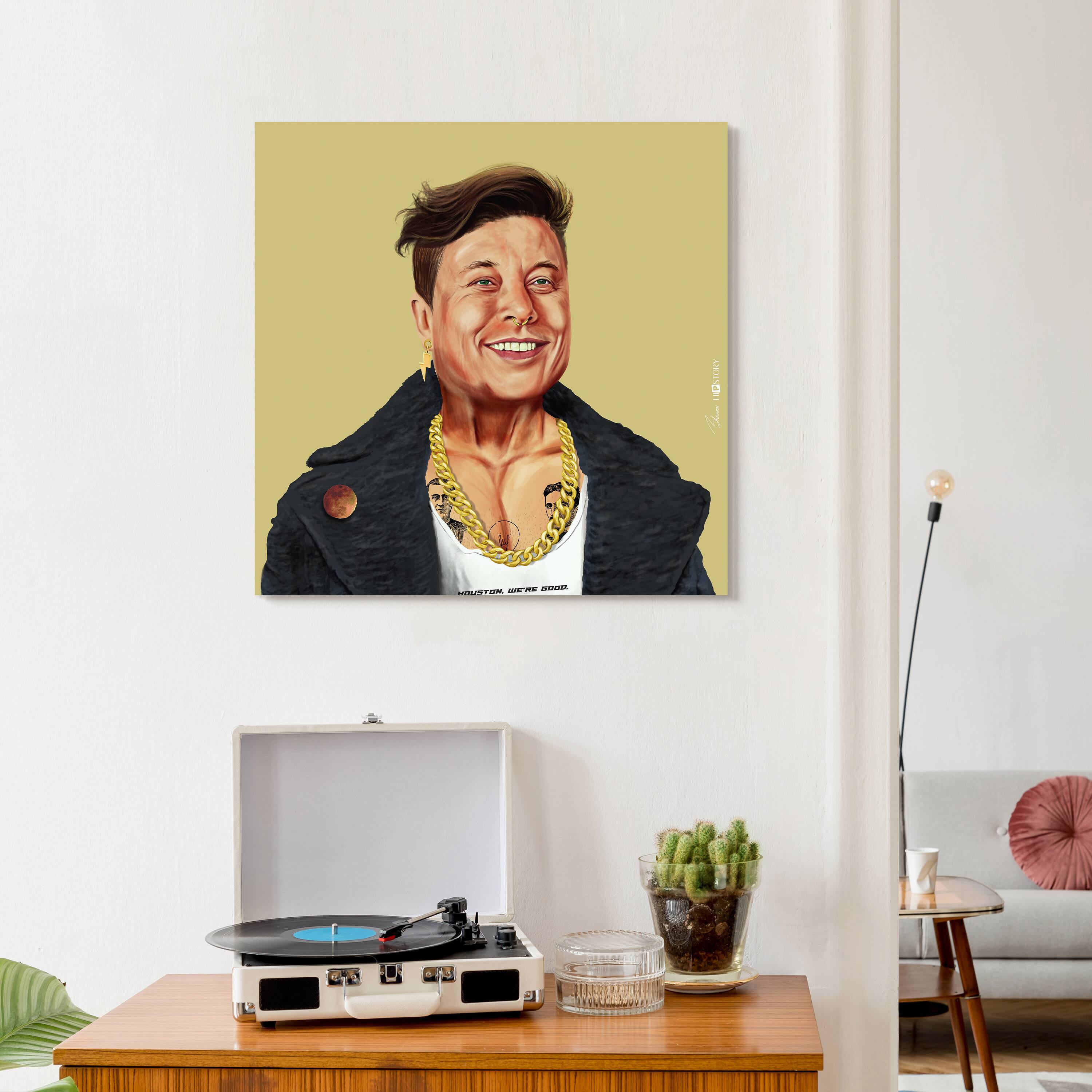 Empire Art Direct Hipstory™ 24" x 24" Hip Elon Frameless Free Floating Printed Tempered Glass Wall Art