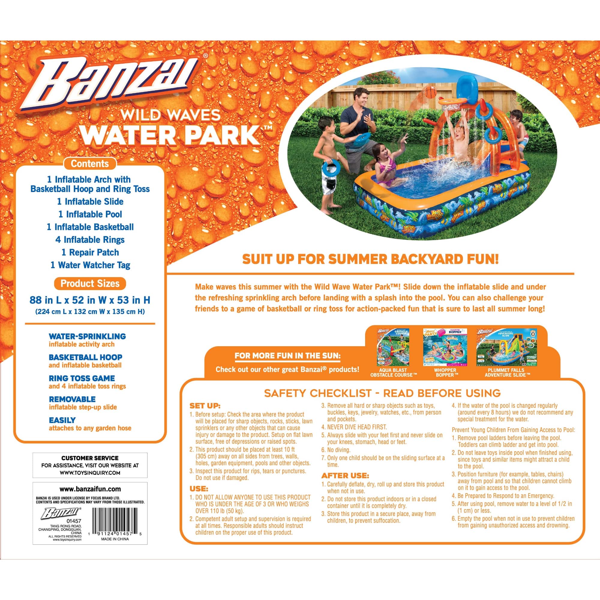 Banzai® Wild Waves Water Park™ 88'' Play Center