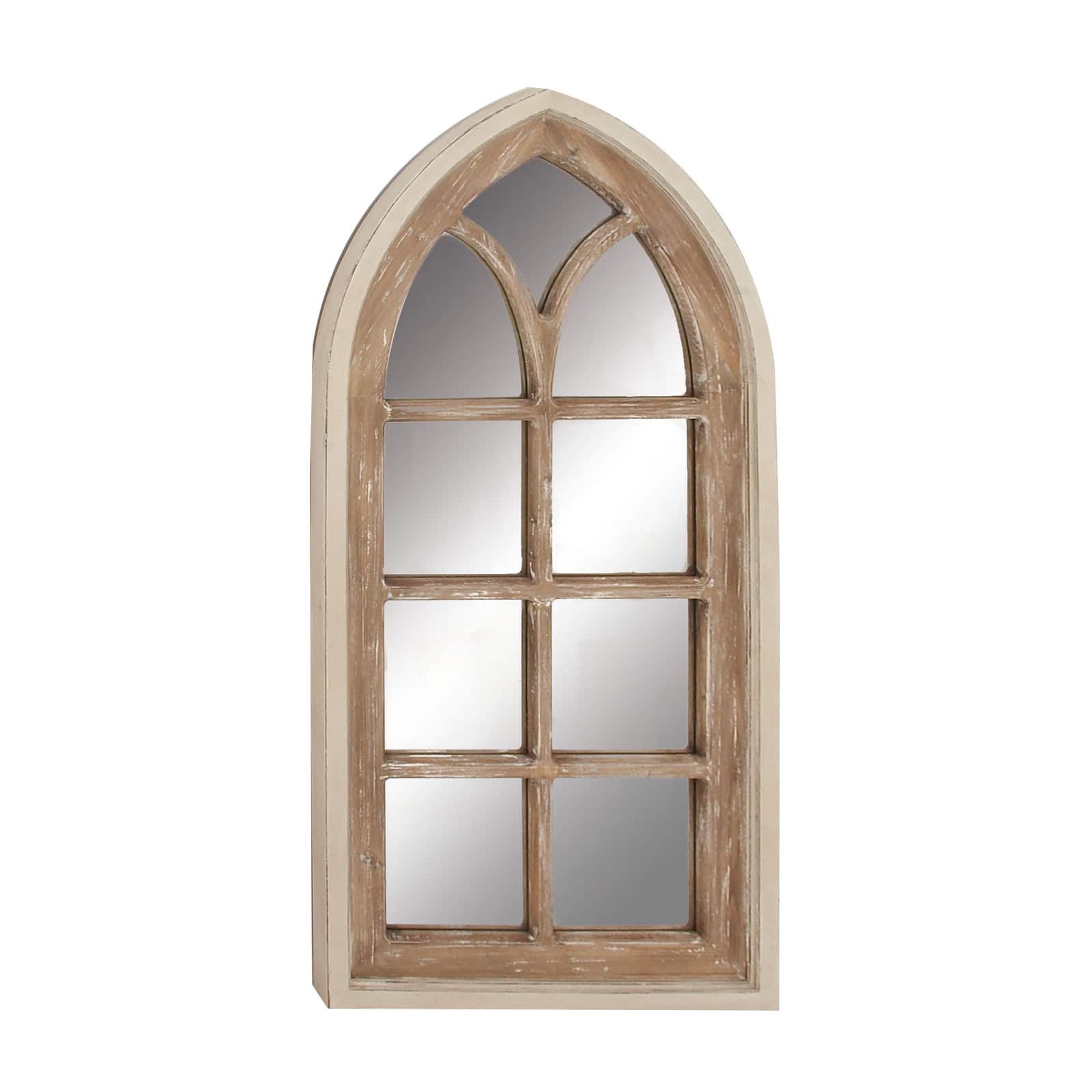 35" Brown Vintage Wood Wall Mirror