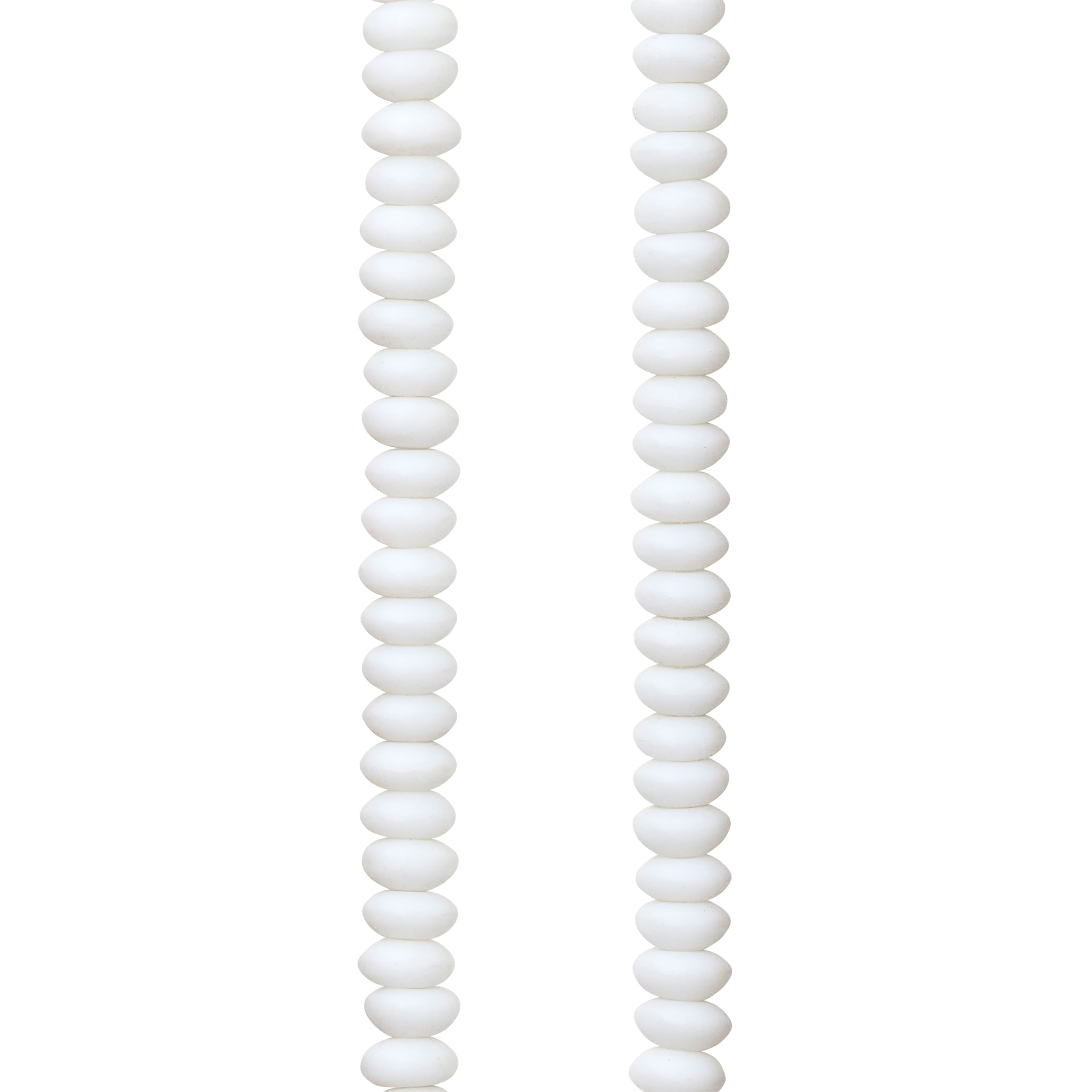 White Glass Rondelle Beads, 6mm by Bead Landing™